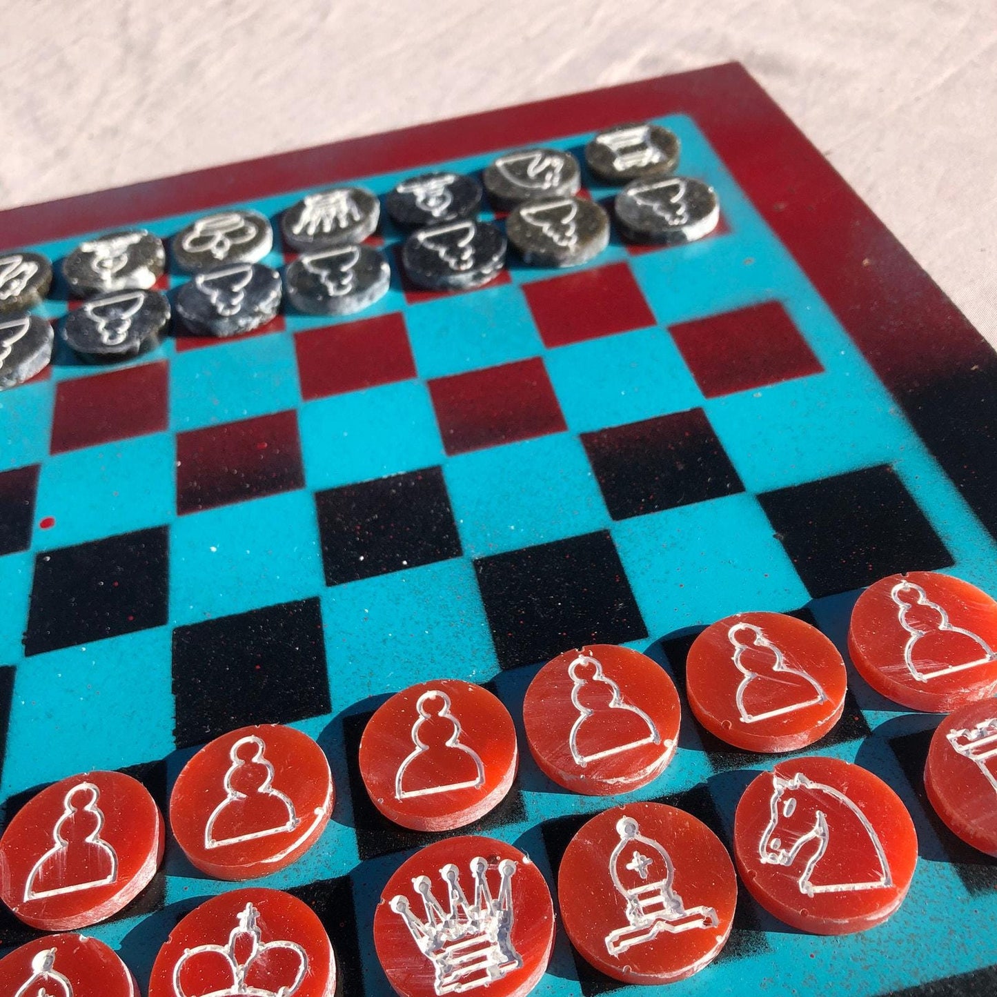 Chess Set - Retro Blue