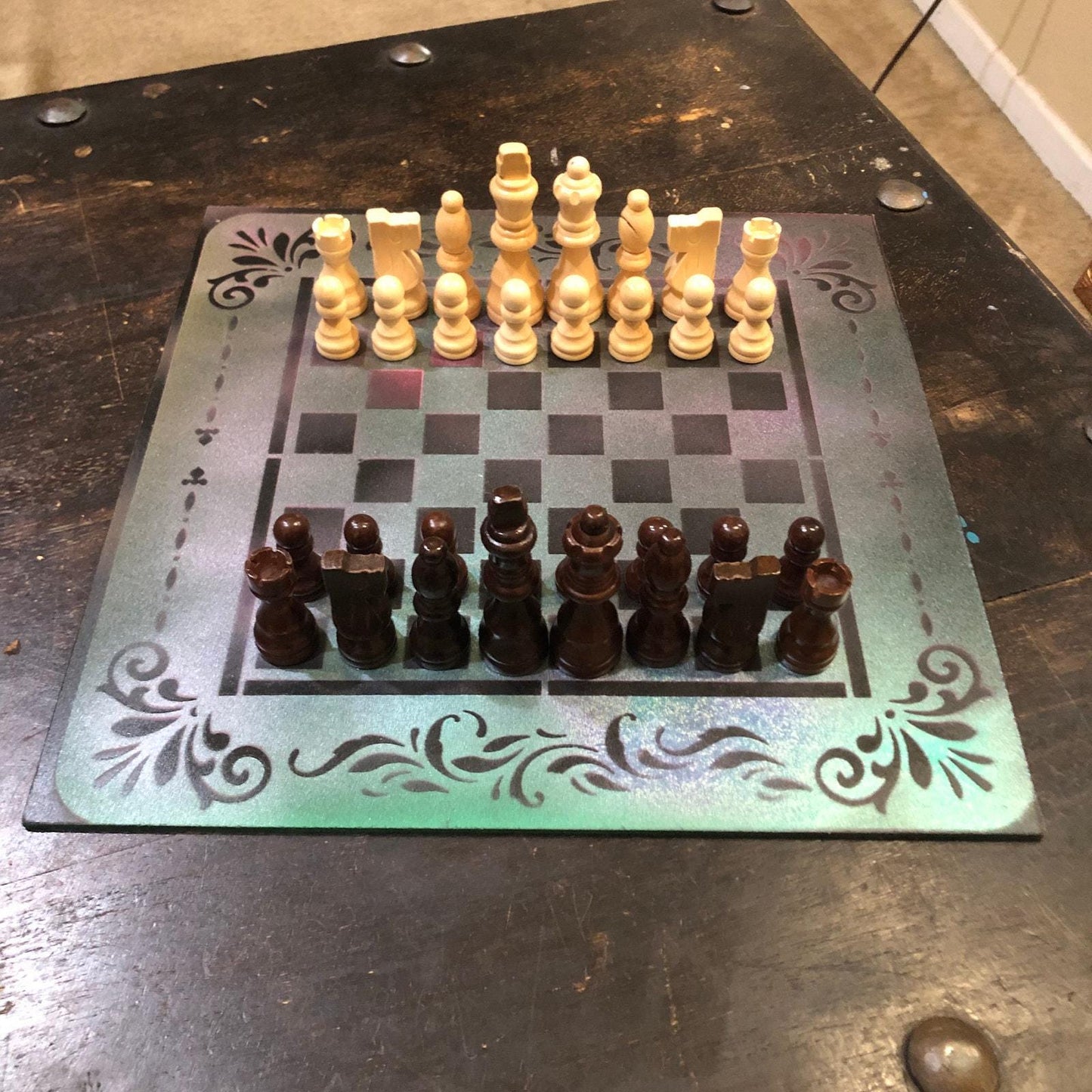 Chess Set - Metallic Purple Green