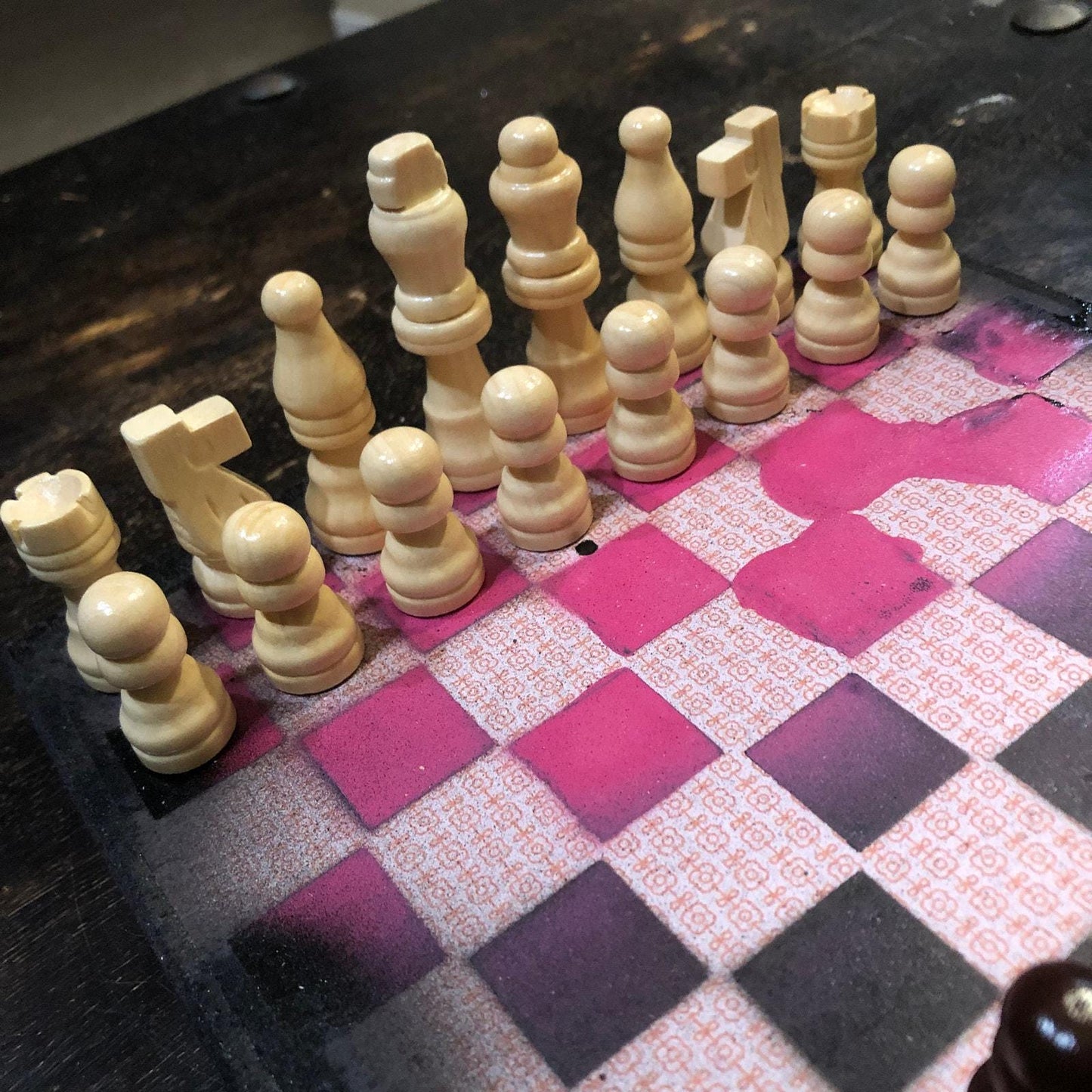 Scrapbook Chess Set - Hot Pink & Black