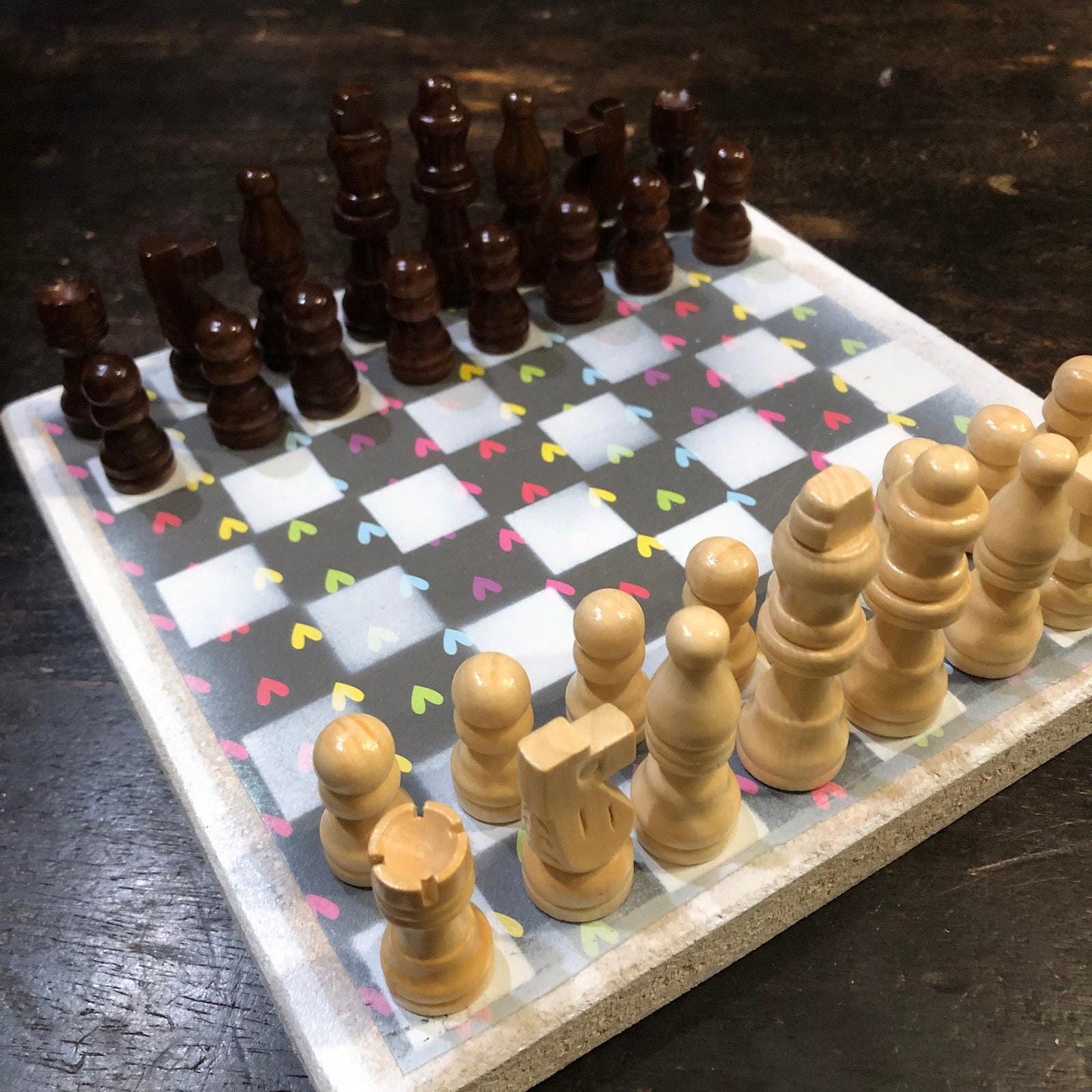 Scrapbook Chess Set - Rainbow Heart