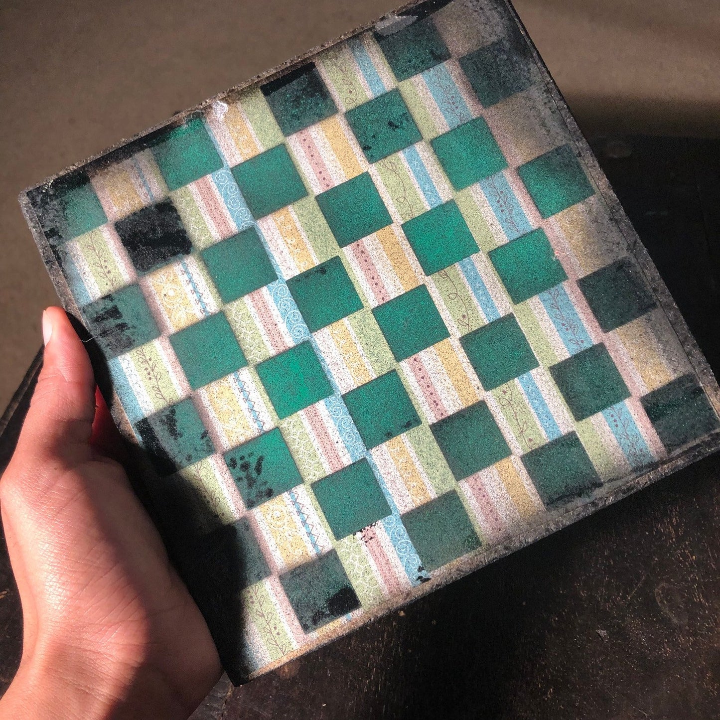 Scrapbook Chess Set - Green Vintage