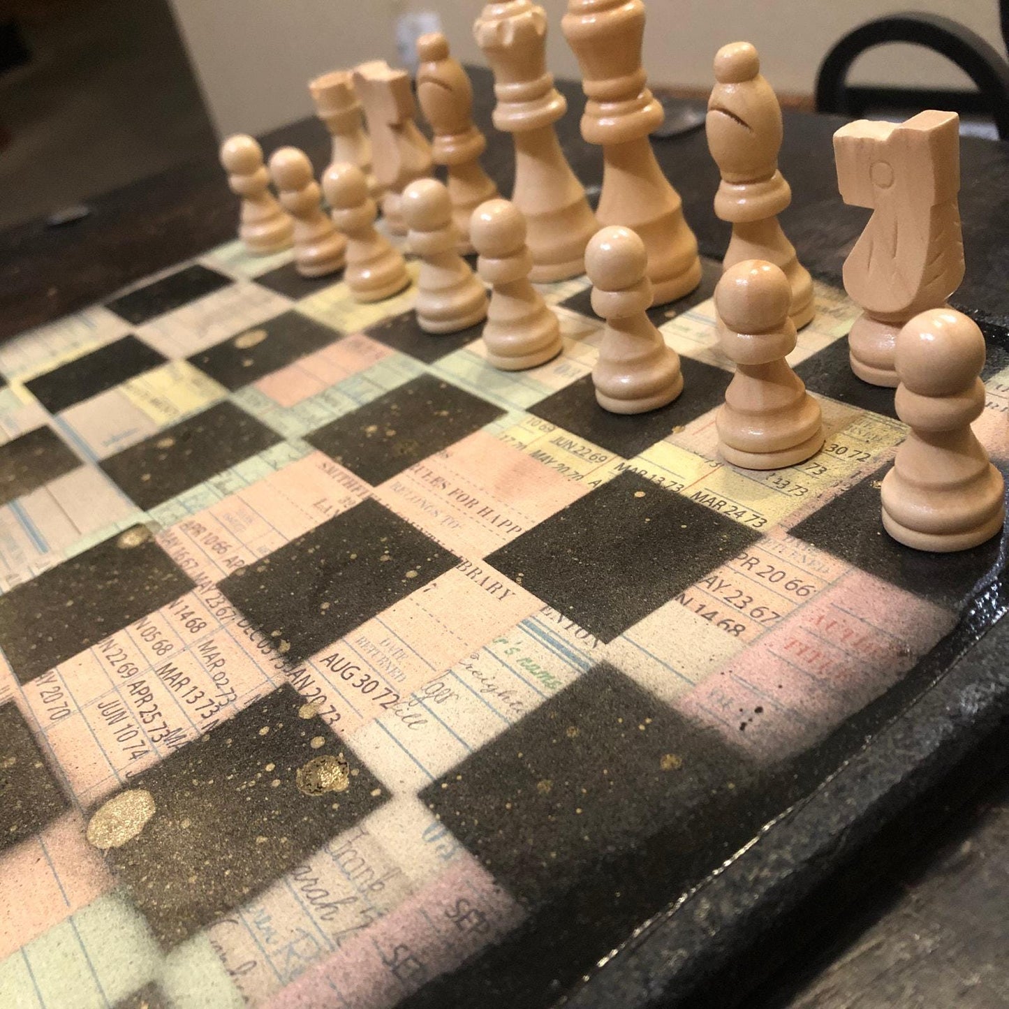 Scrapbook Chess Set - Golden Vintage