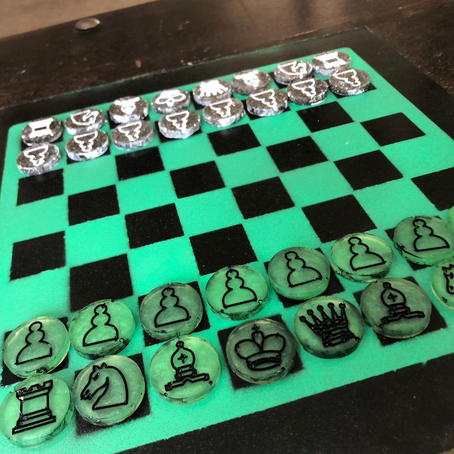 Painted Chess Set - Speed Green (Resin Pieces)