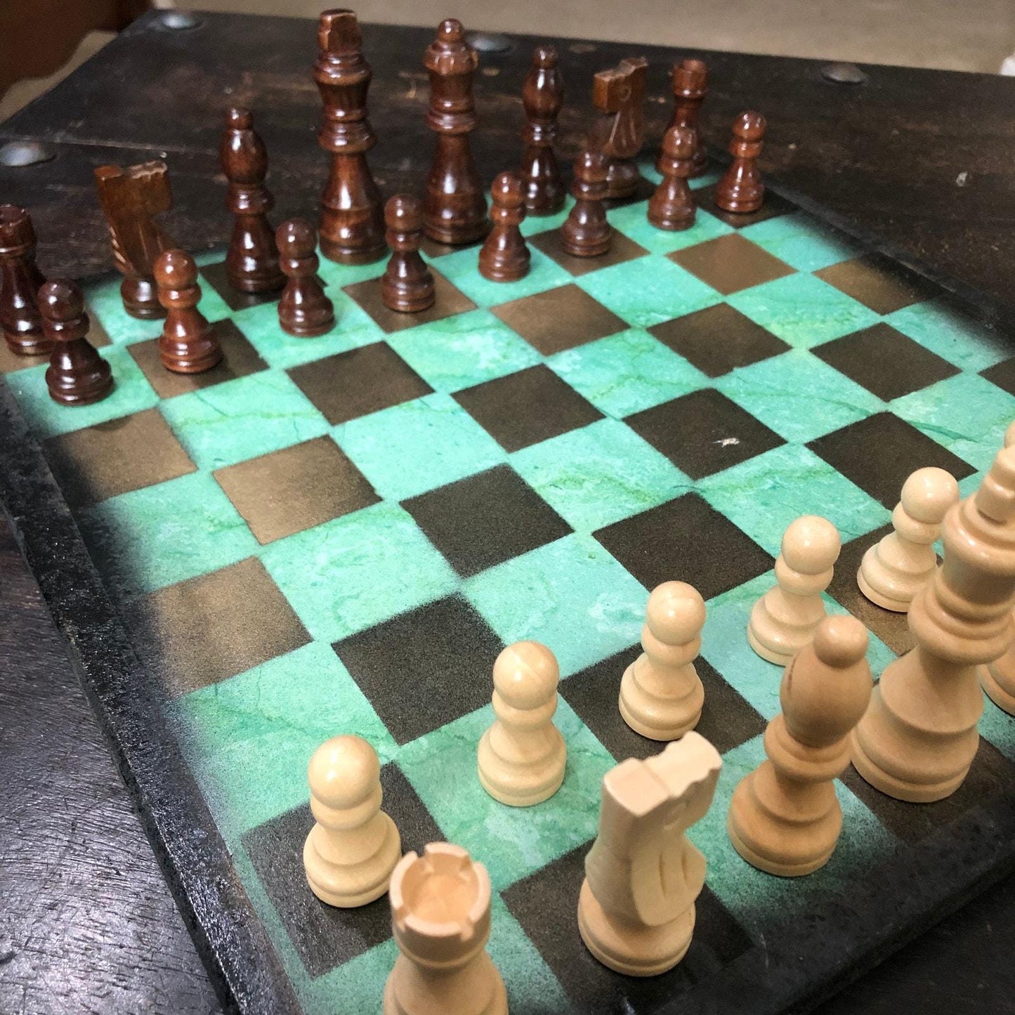 Scrapbook Chess Set - Golden Green