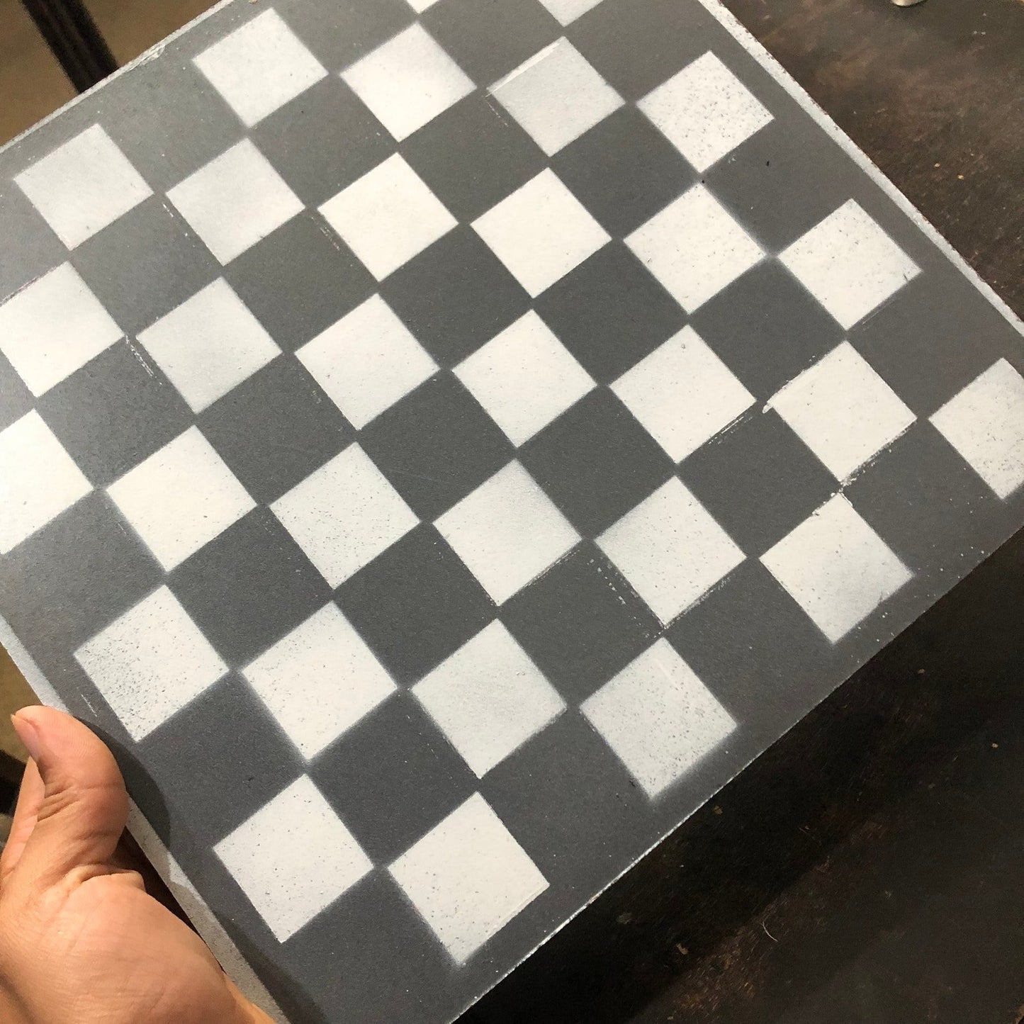 Painted Chess Set - Silver & White