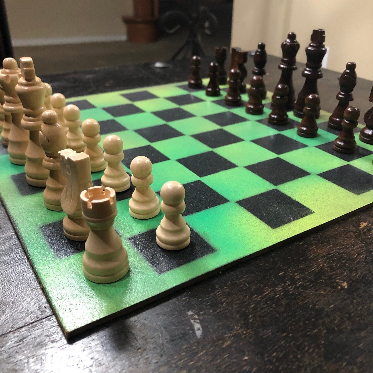 Painted Chess Set - Lemon Green