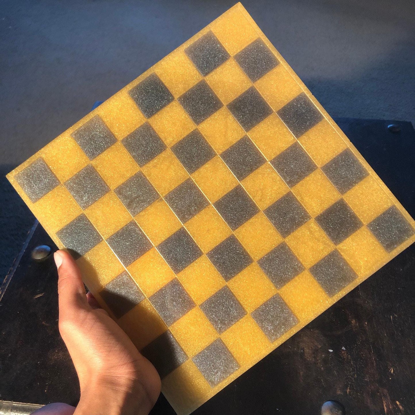 Handmade Resin Chess Set - Amber Yellow