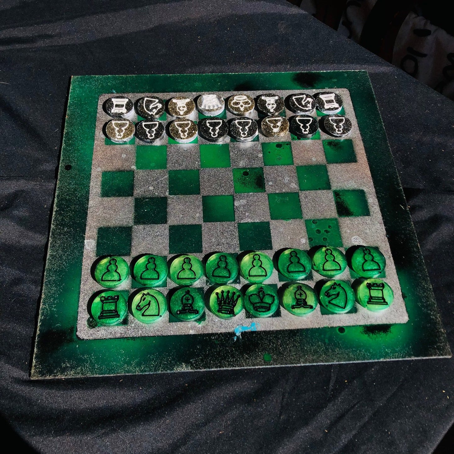 Chess Set - Silver Green