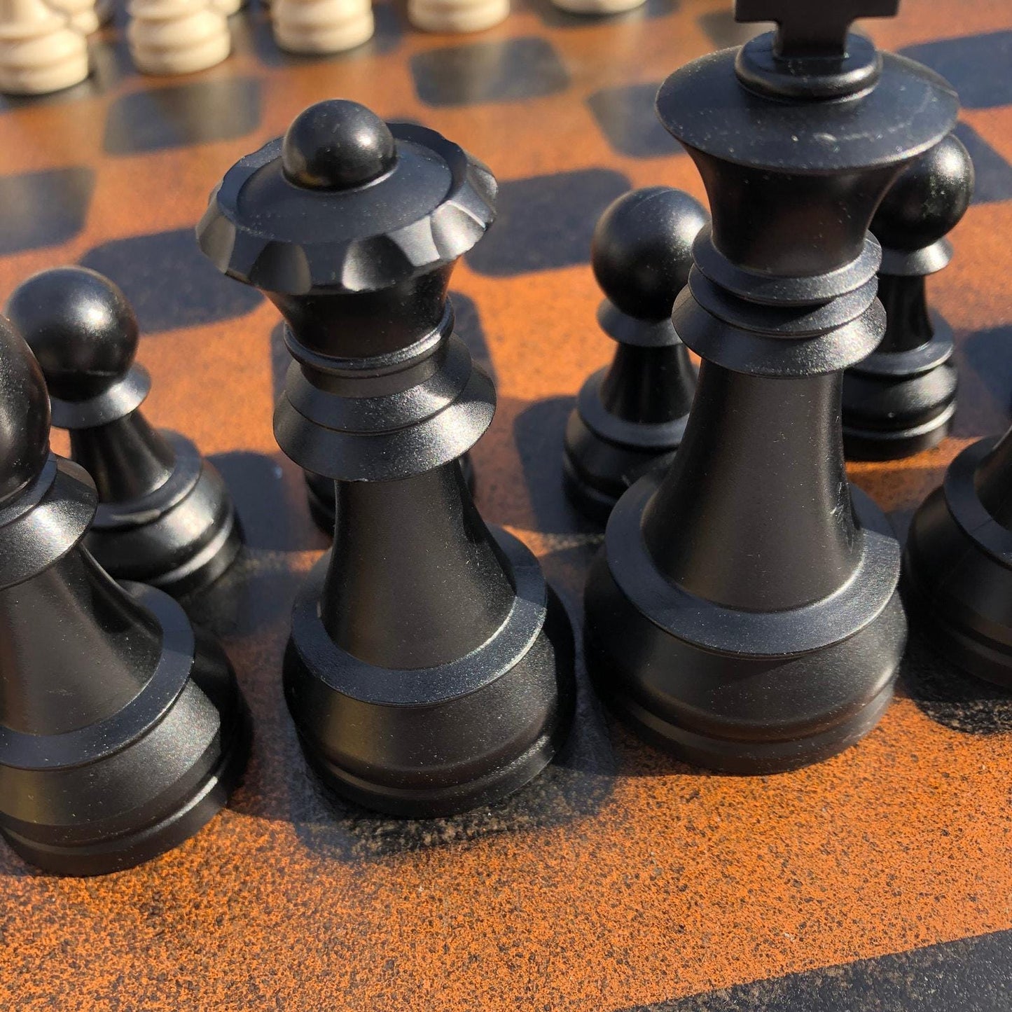 Large Chess Set - Orange & Black