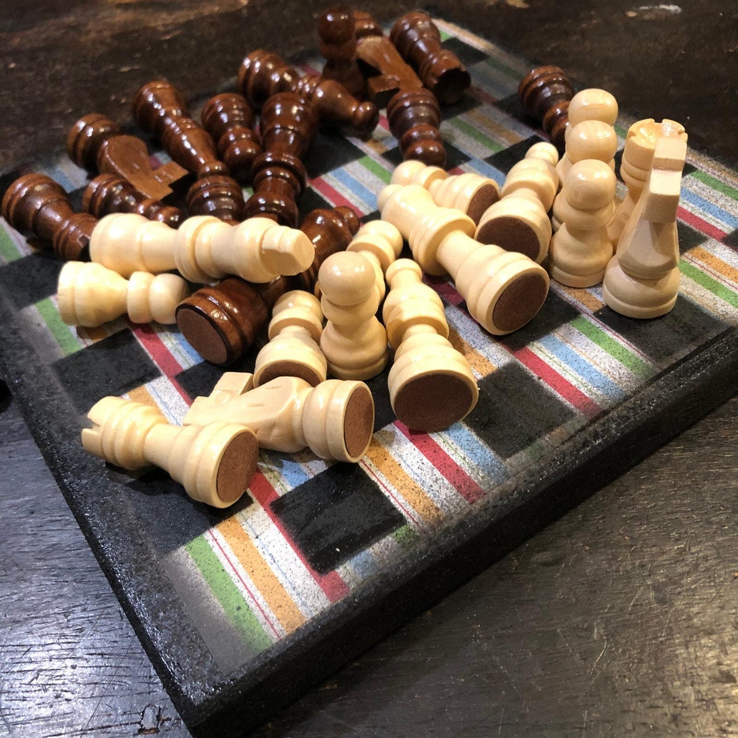 Scrapbook Chess Set - Colorful Lines