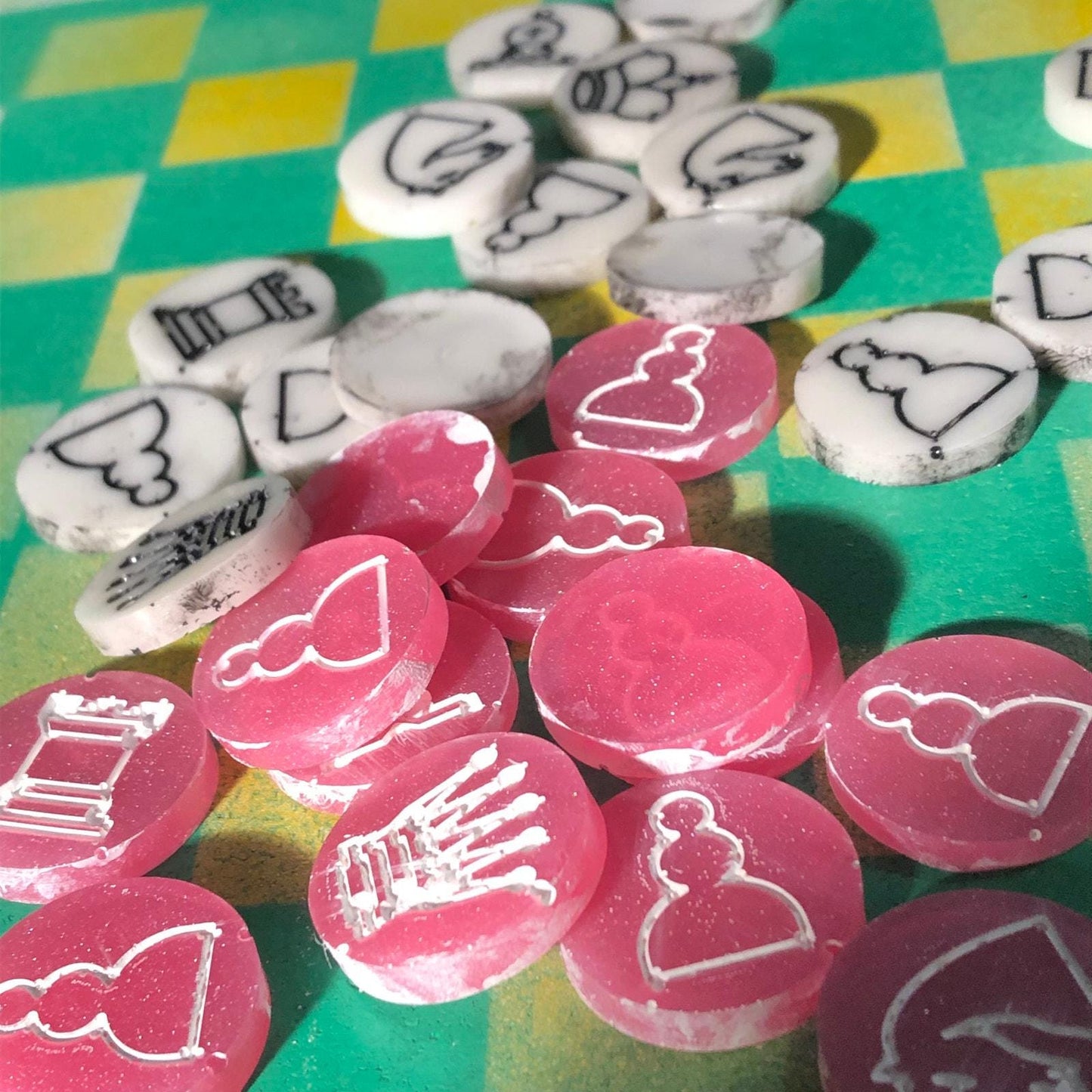 Chess Set - Yellow Green & Pink Mix
