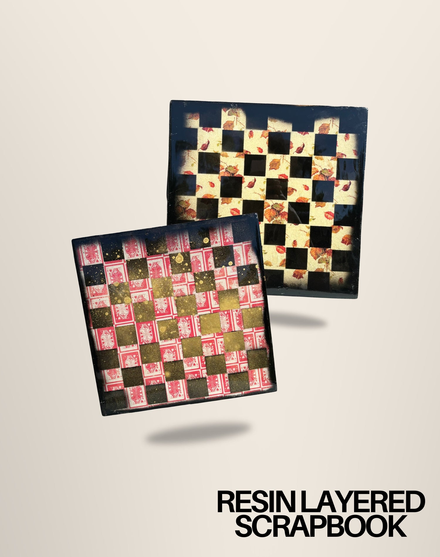 Resin Coated Scrapbook Chess Boards