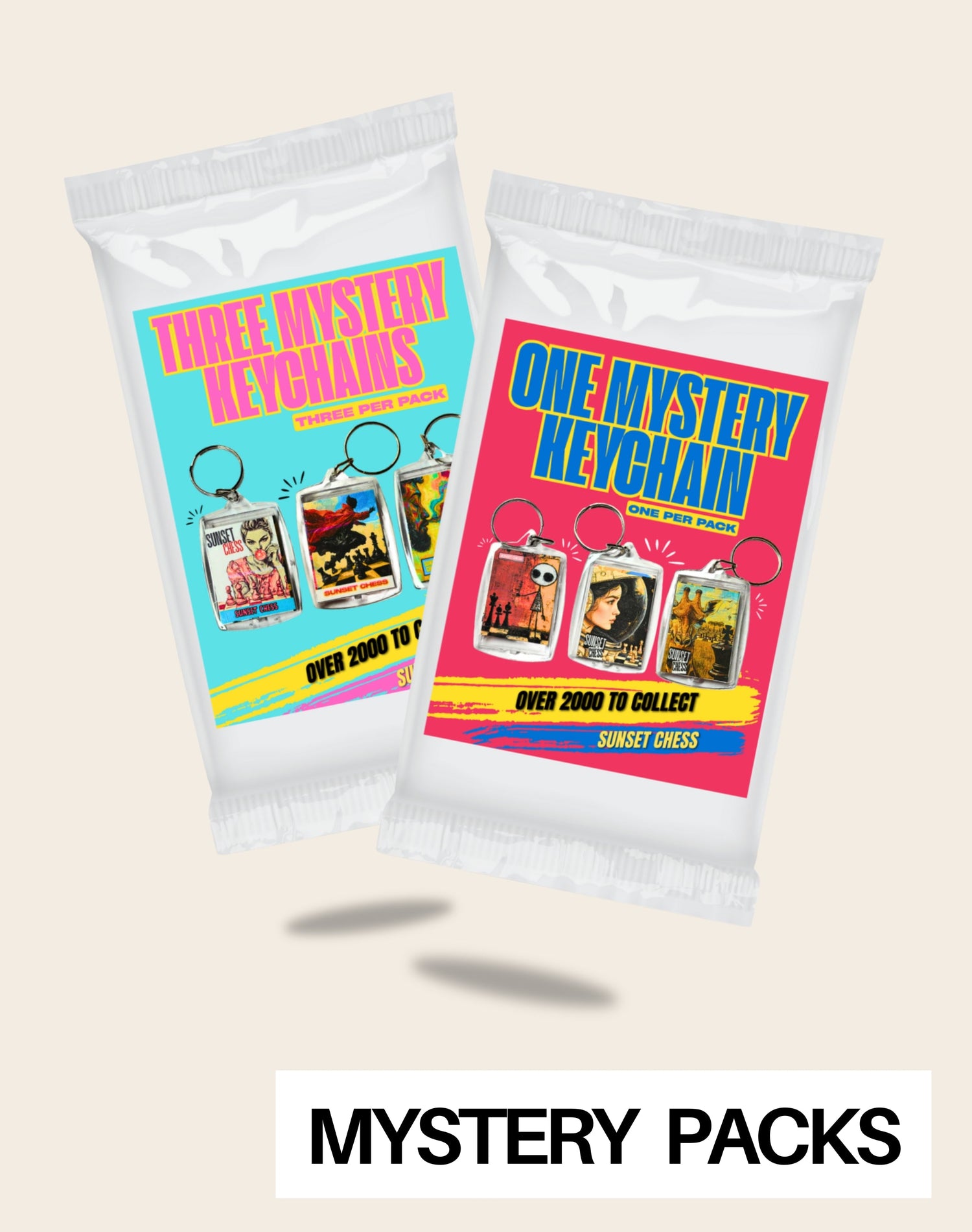 mystery chess keychain packs containing random collectible designs