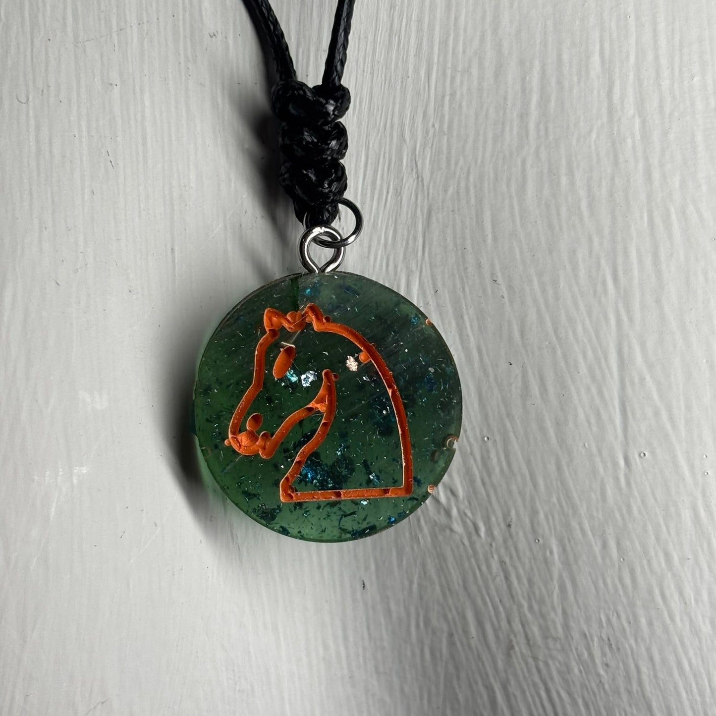 Green Forest Knight - Handmade Resin Chess Necklace