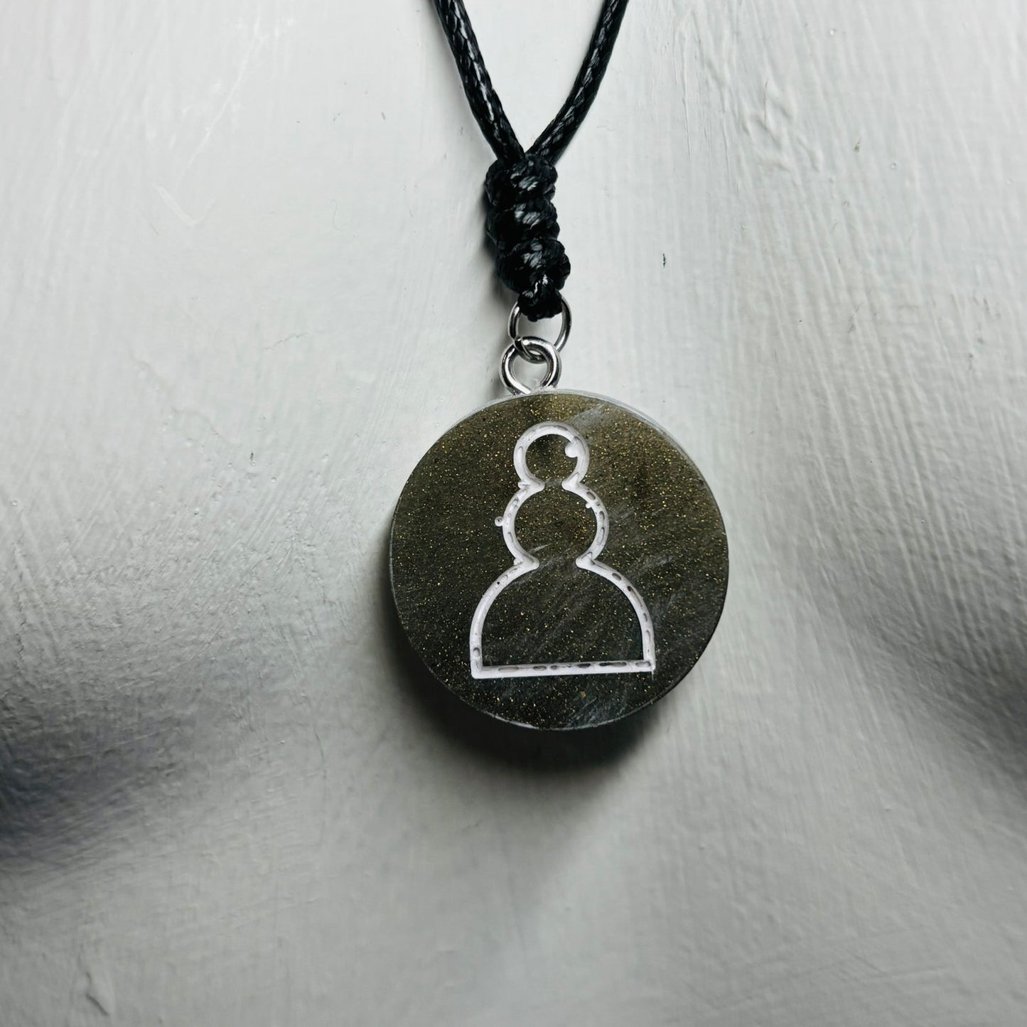 Smooth Dark Green Pawn - Handmade Resin Chess Necklace