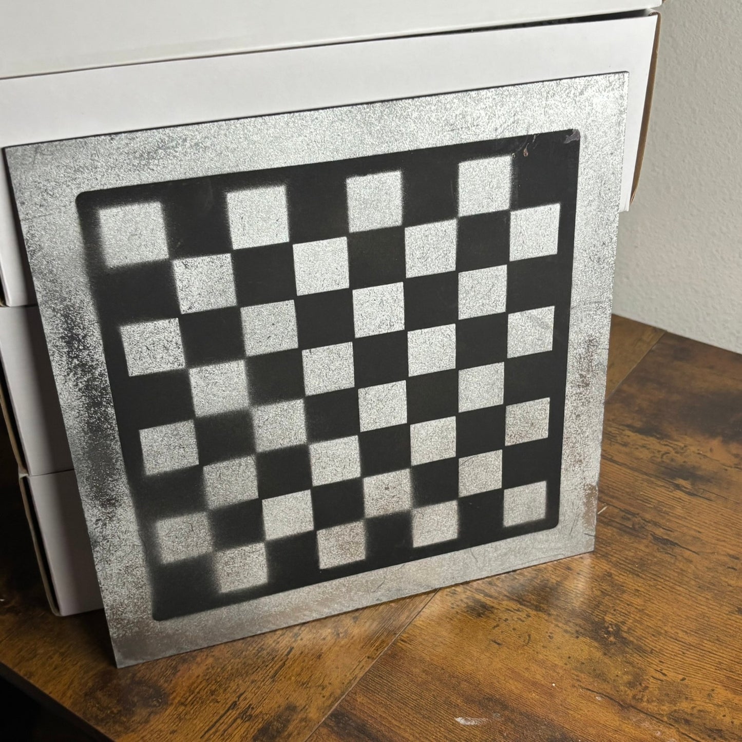 Black & Silver - Painted Chess Board
