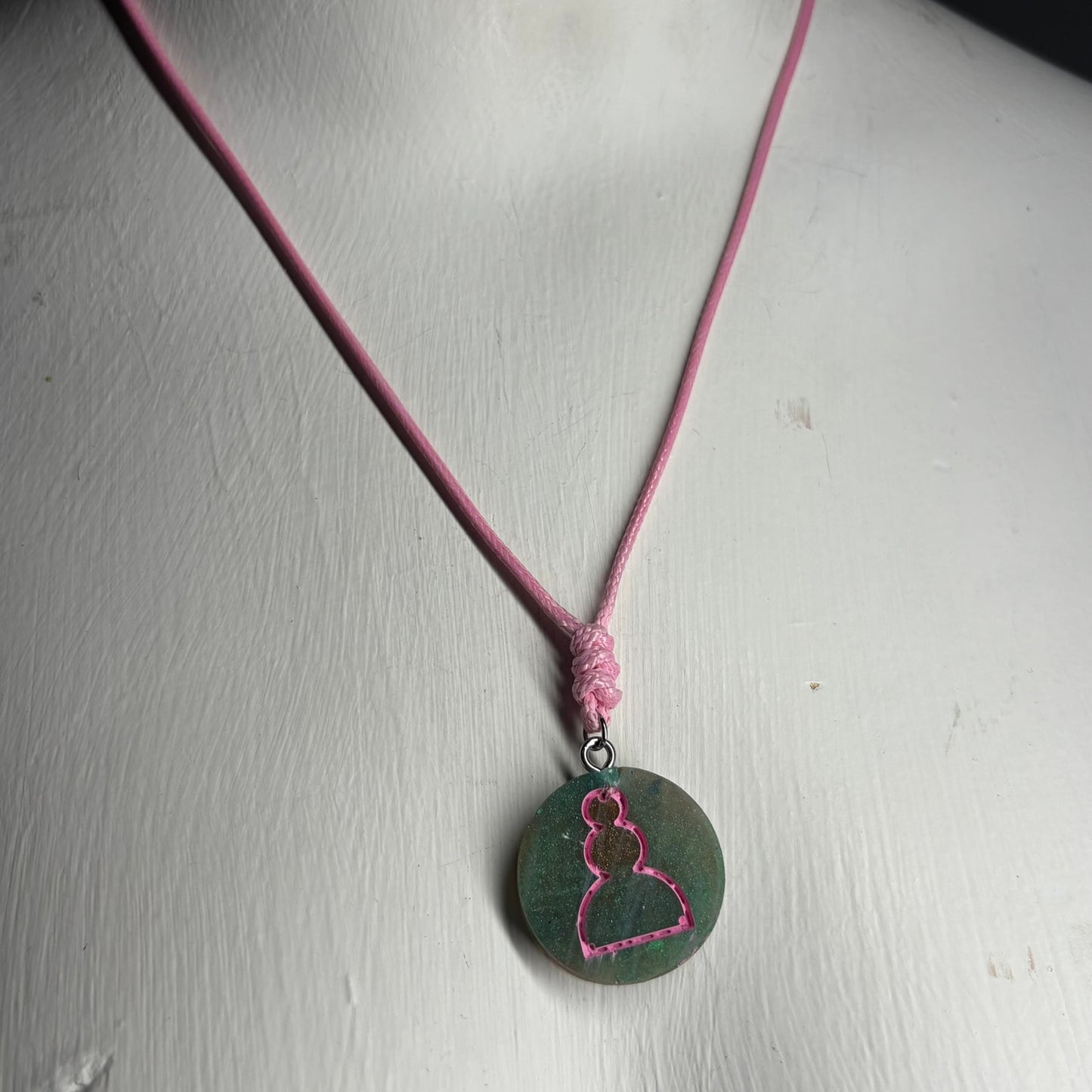 Forest Pink Pawn - Handmade Resin Chess Necklace