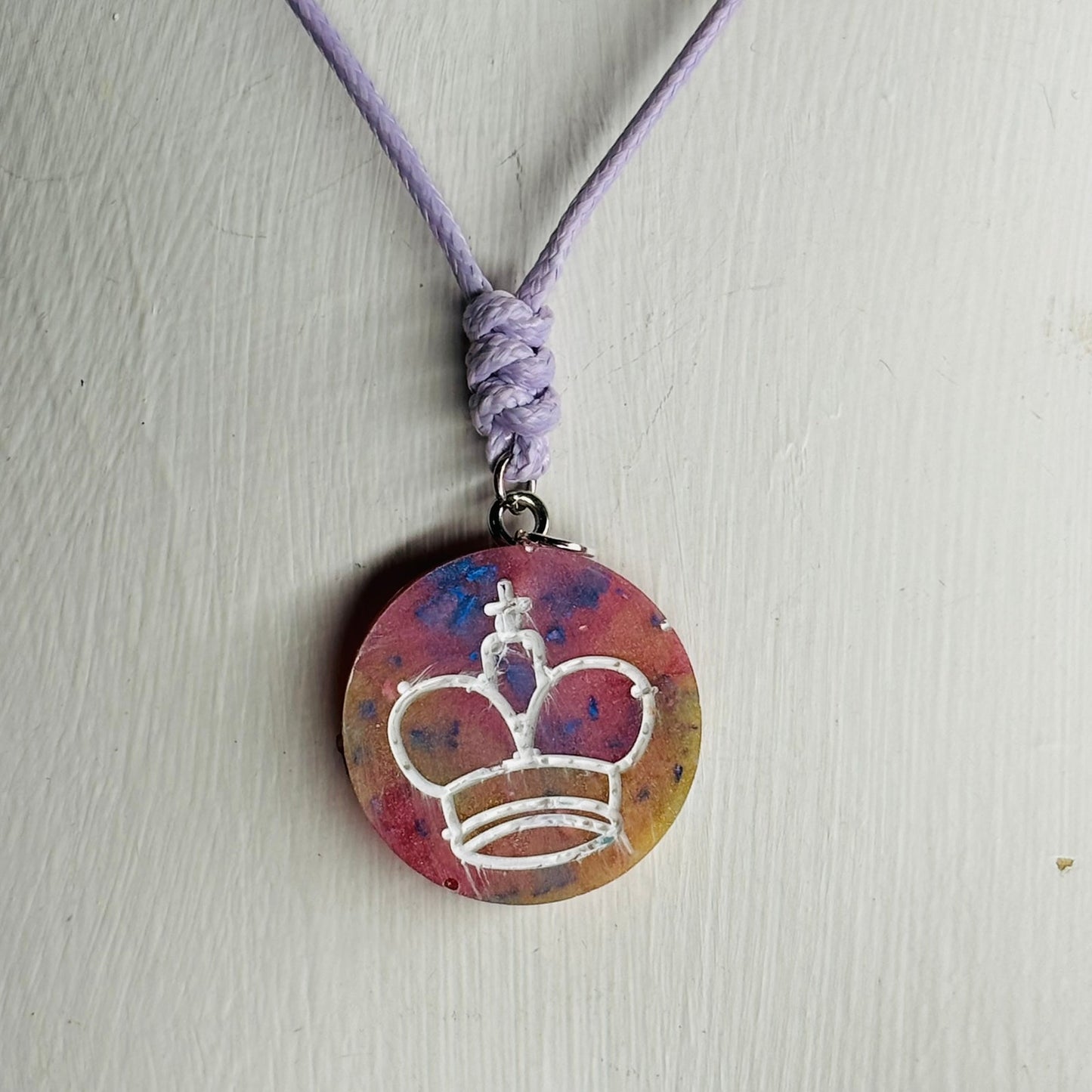 Pink Royal King - Handmade Resin Chess Necklace