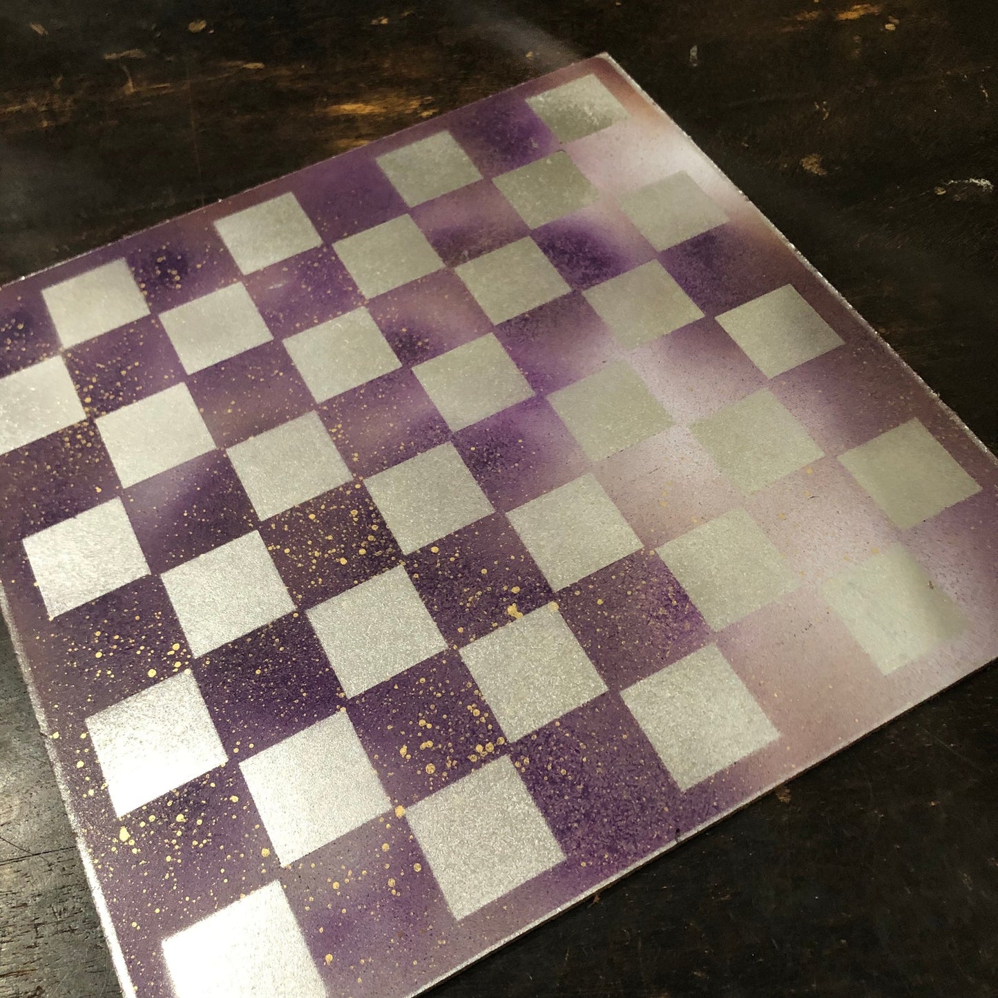 Purple Chrome Space- Painted Chess Set