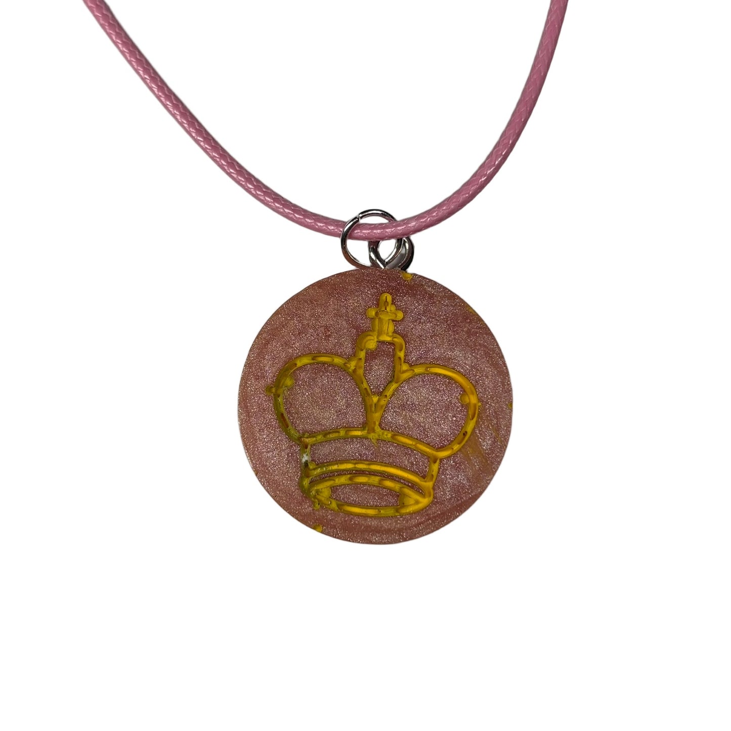 Peach Pink King - Handmade Resin Chess Necklace