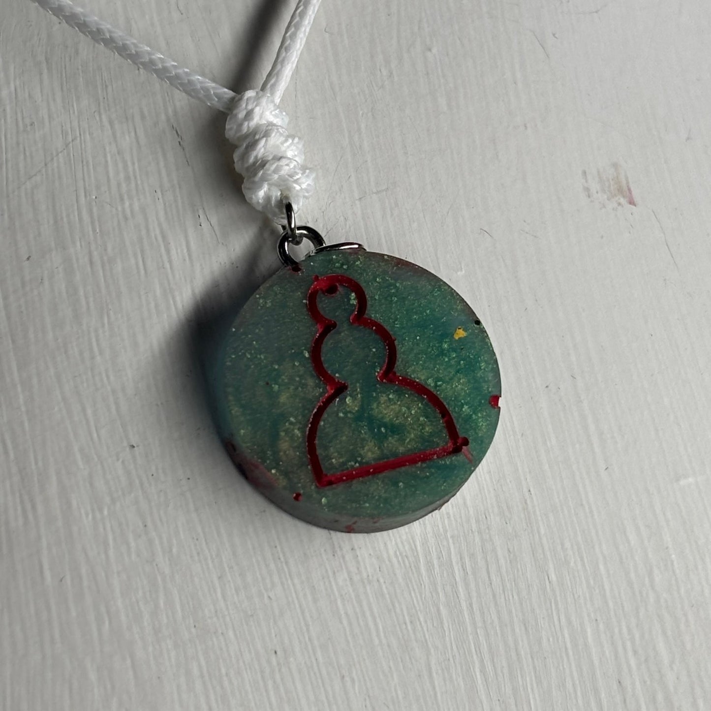 Aqua Green Pawn - Handmade Resin Chess Necklace