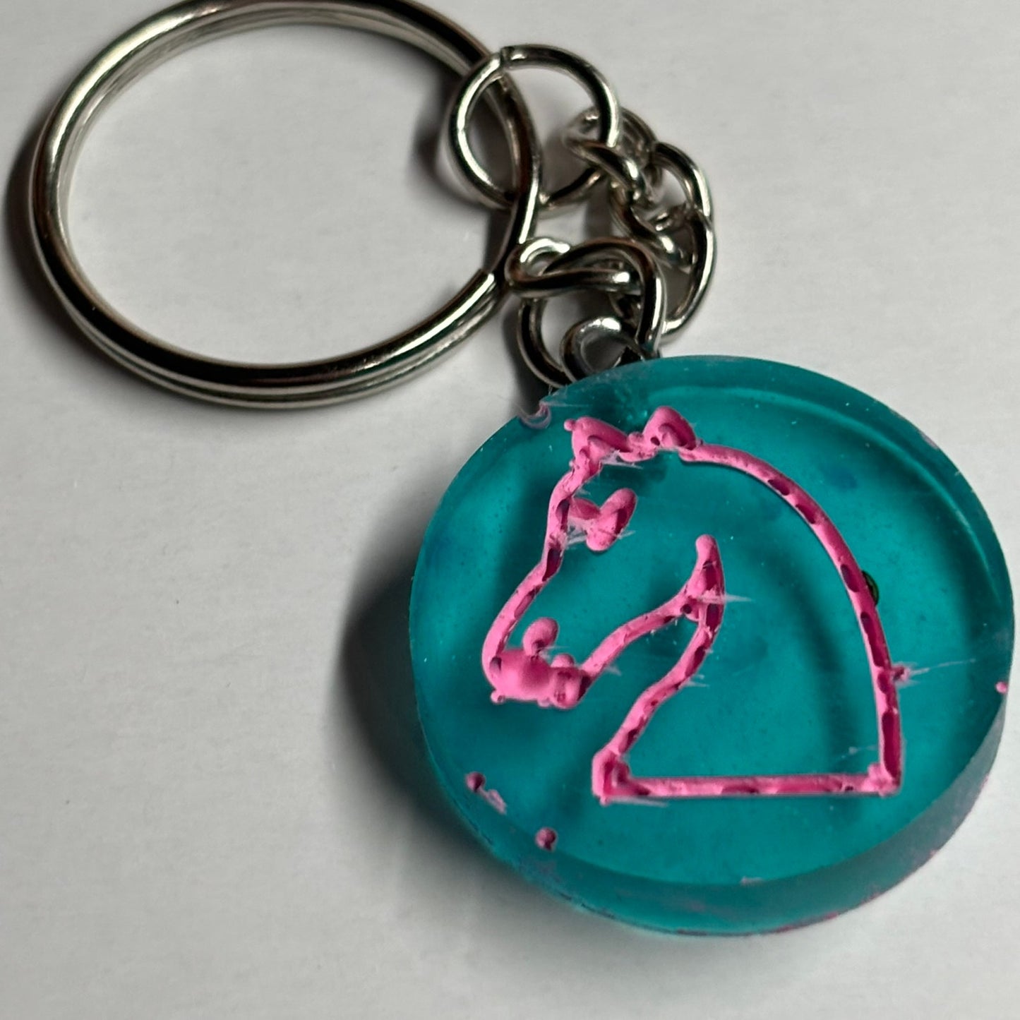 Blue Pink Knight - Handmade Resin Keychain - Flat Edition