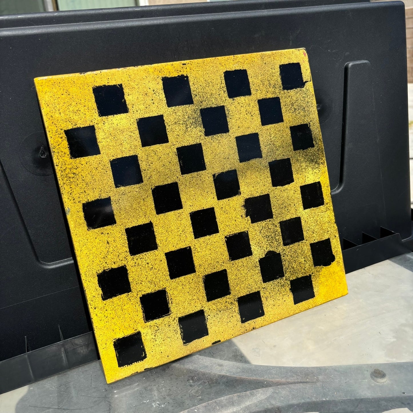 Battered Yellow - Resin Coated Chess Board