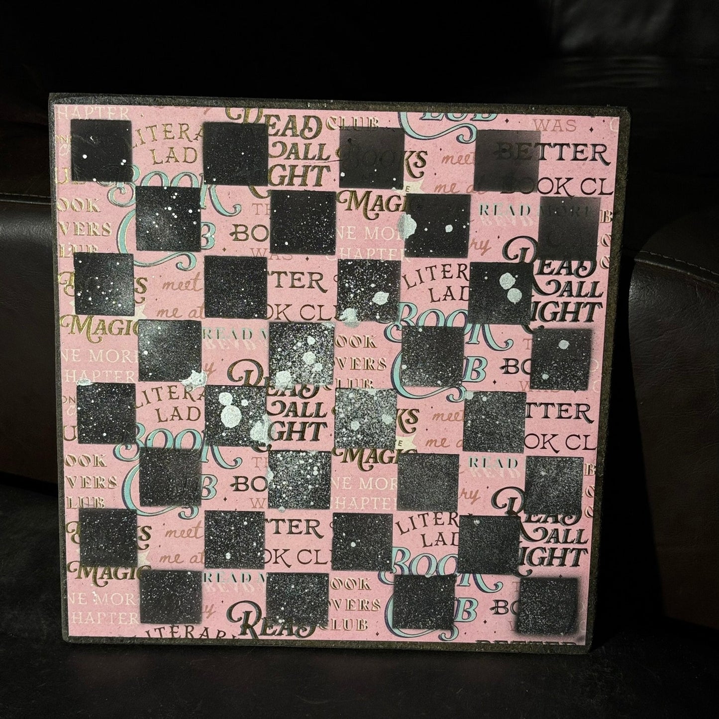 Soft Pink Words - Scrapbook Chess Board
