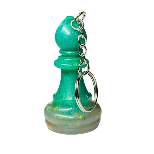 Royal Green Bishop - Handmade Resin Keychain - Large Edition