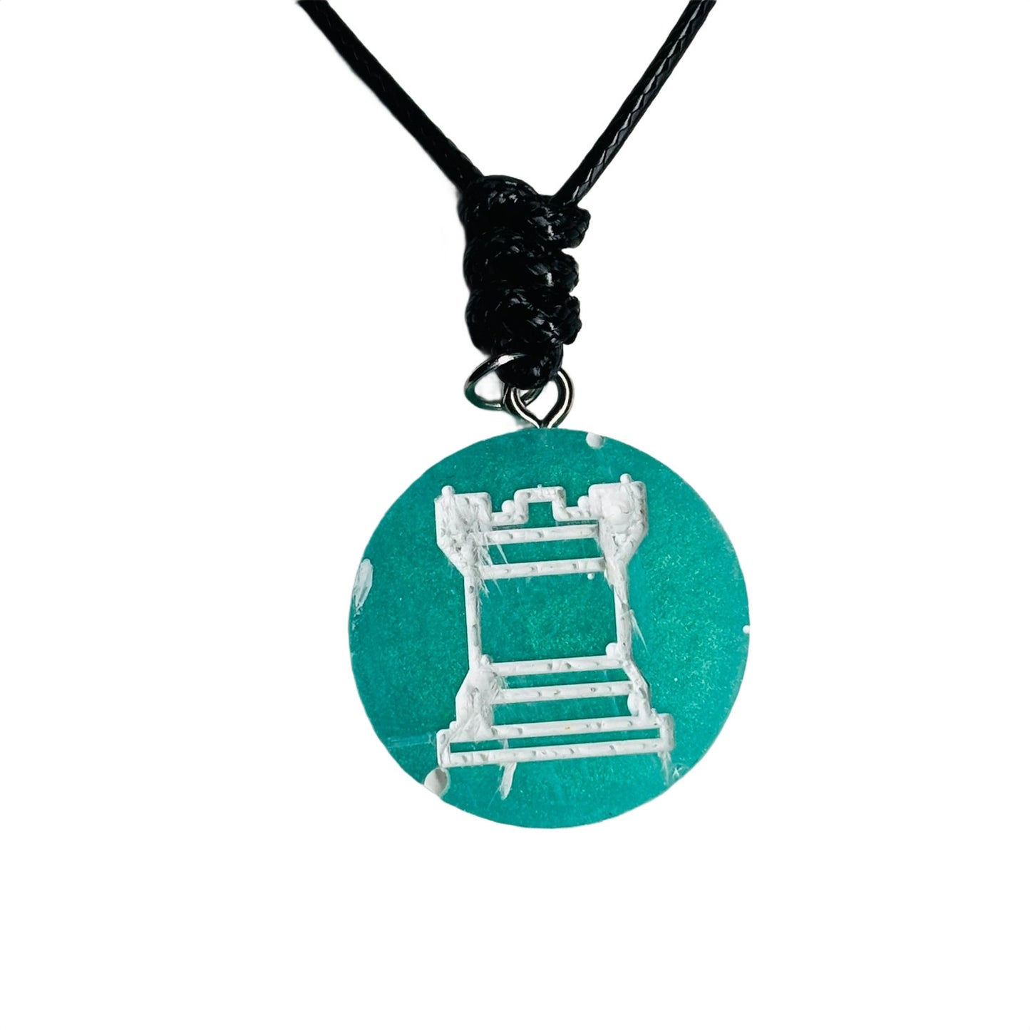 Mint Green Rook - Handmade Resin Chess Necklace
