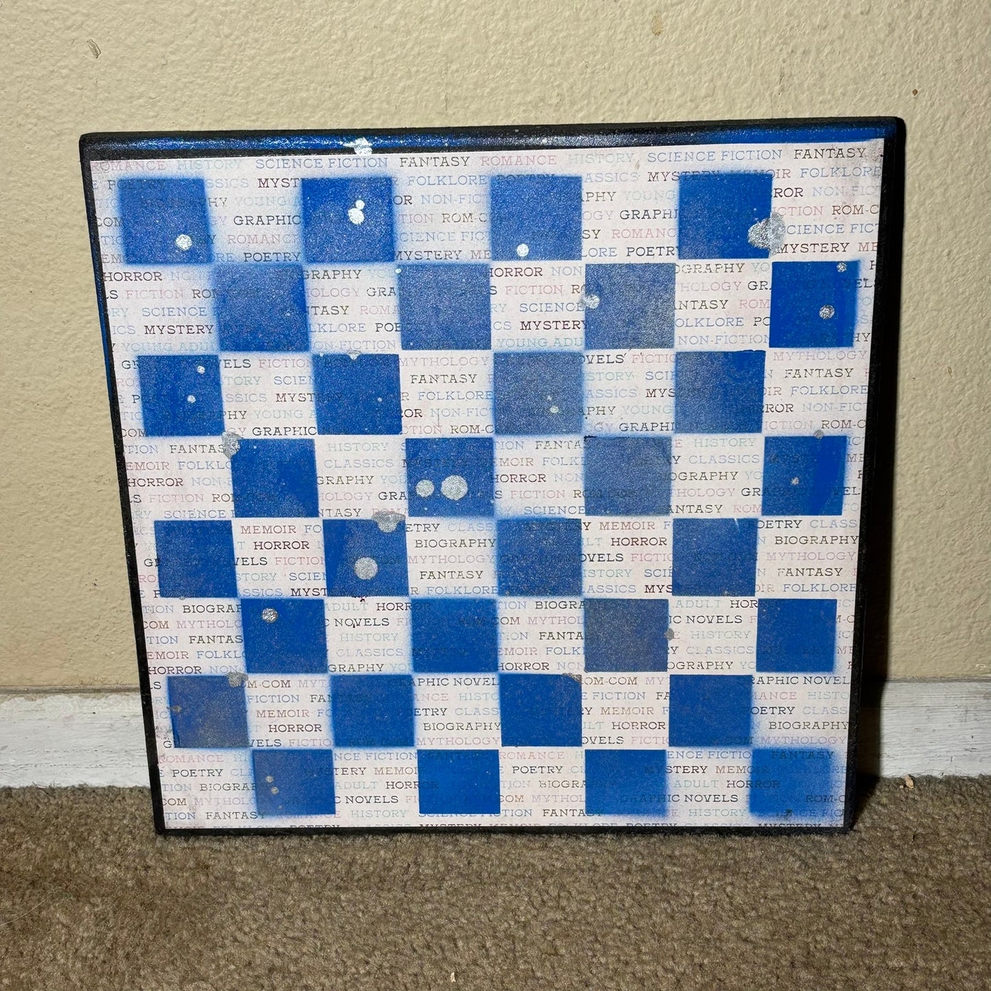 Worded Blue & White - Scrapbook Chess Board