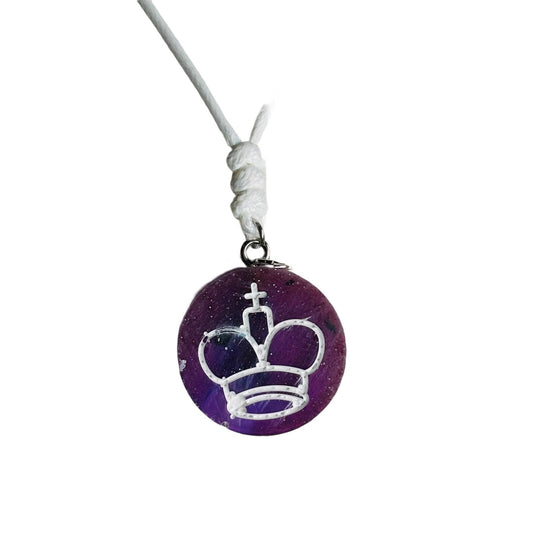 Purple King - Handmade Resin Chess Necklace