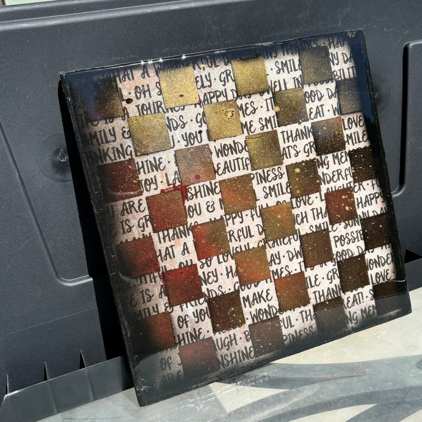 Positive Words - Resin Coated Chess Board