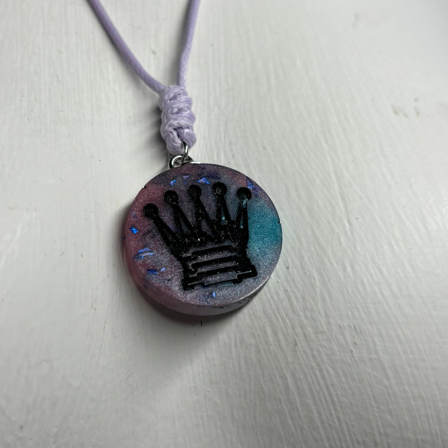 Cosmic Space Queen - Handmade Resin Chess Necklace