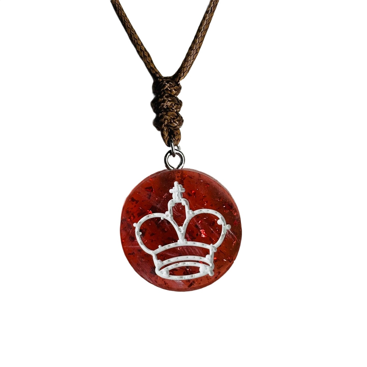 Flakey red King - Handmade Resin Chess Necklace