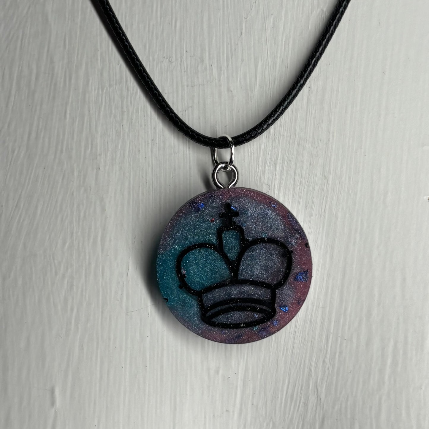 Blue/Purple King - Handmade Resin Chess Necklace