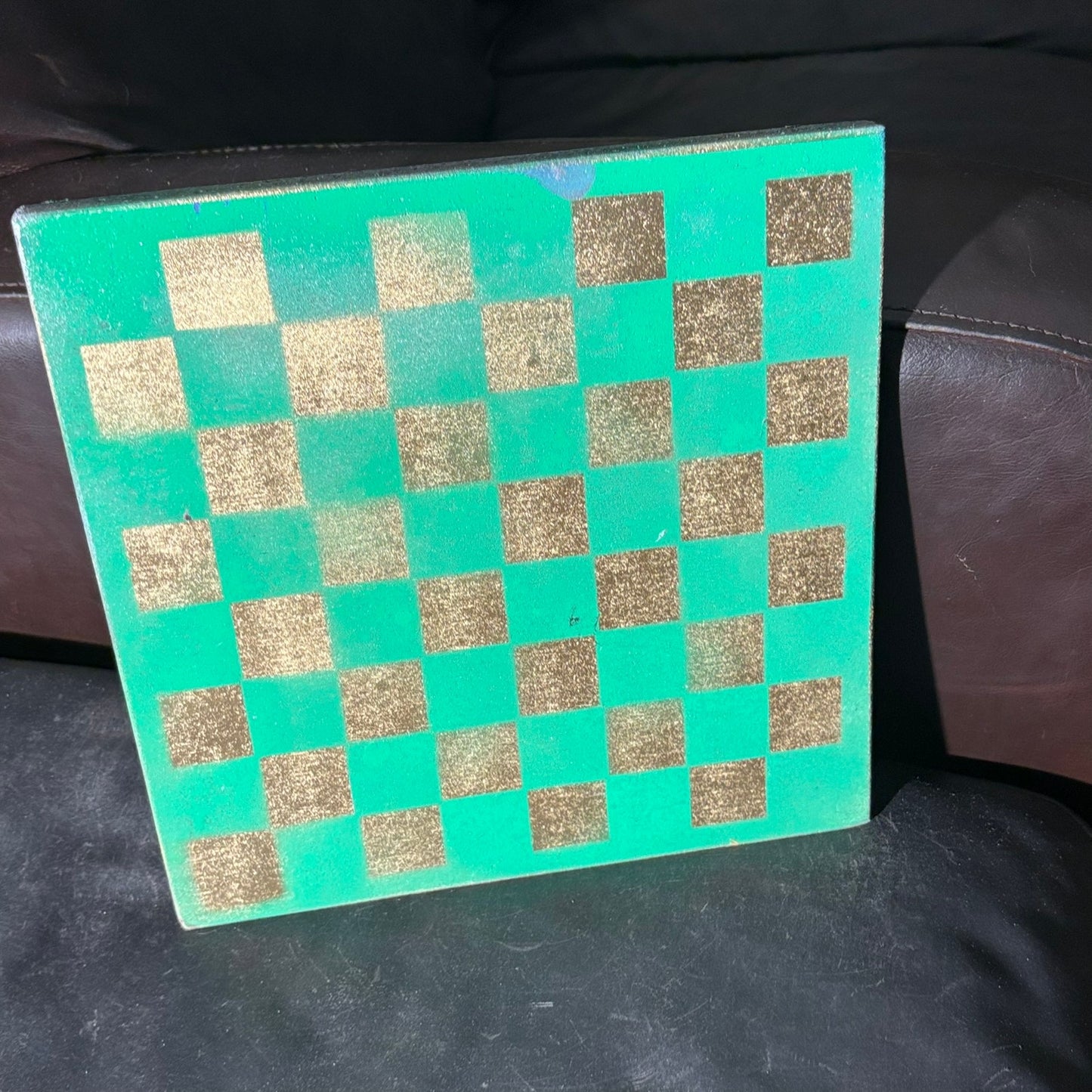 Goldish Neon Green - Painted Chess Board