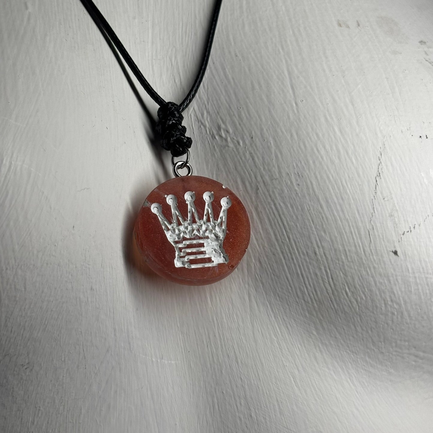 Darker Red Queen - Handmade Resin Chess Necklace