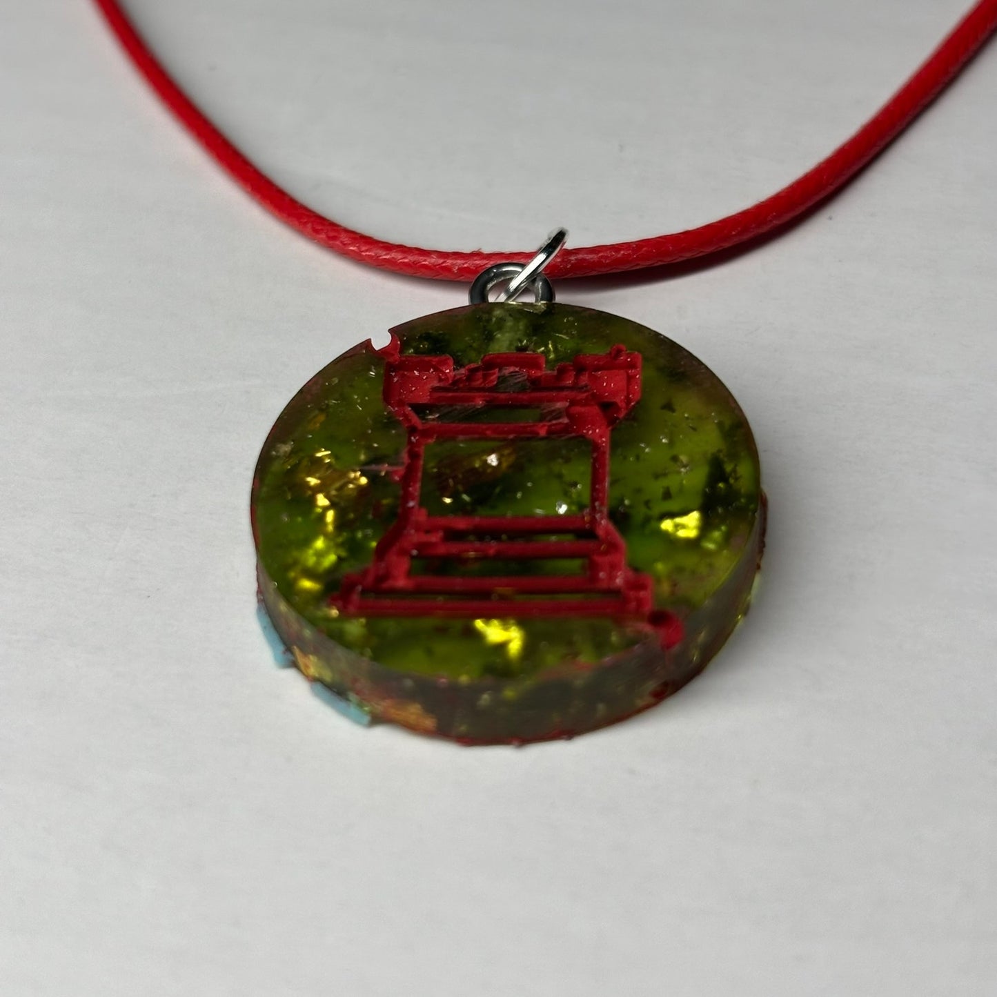 Royal Green Rook - Handmade Resin Chess Necklace