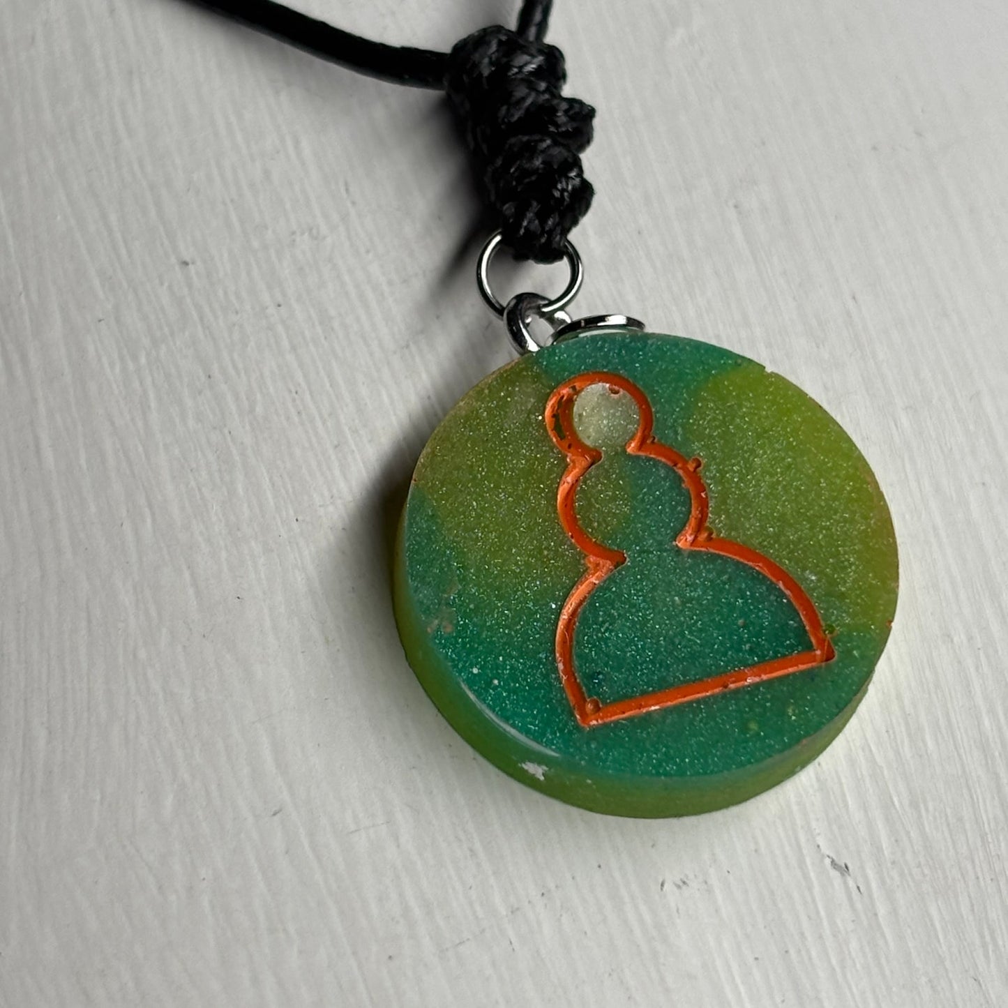 Green Pawn - Handmade Resin Chess Necklace