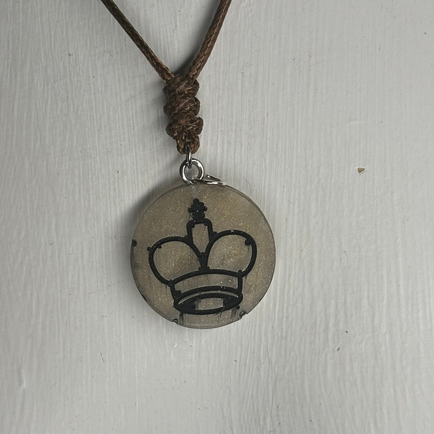 Simplistic Tan King - Handmade Resin Chess Necklace