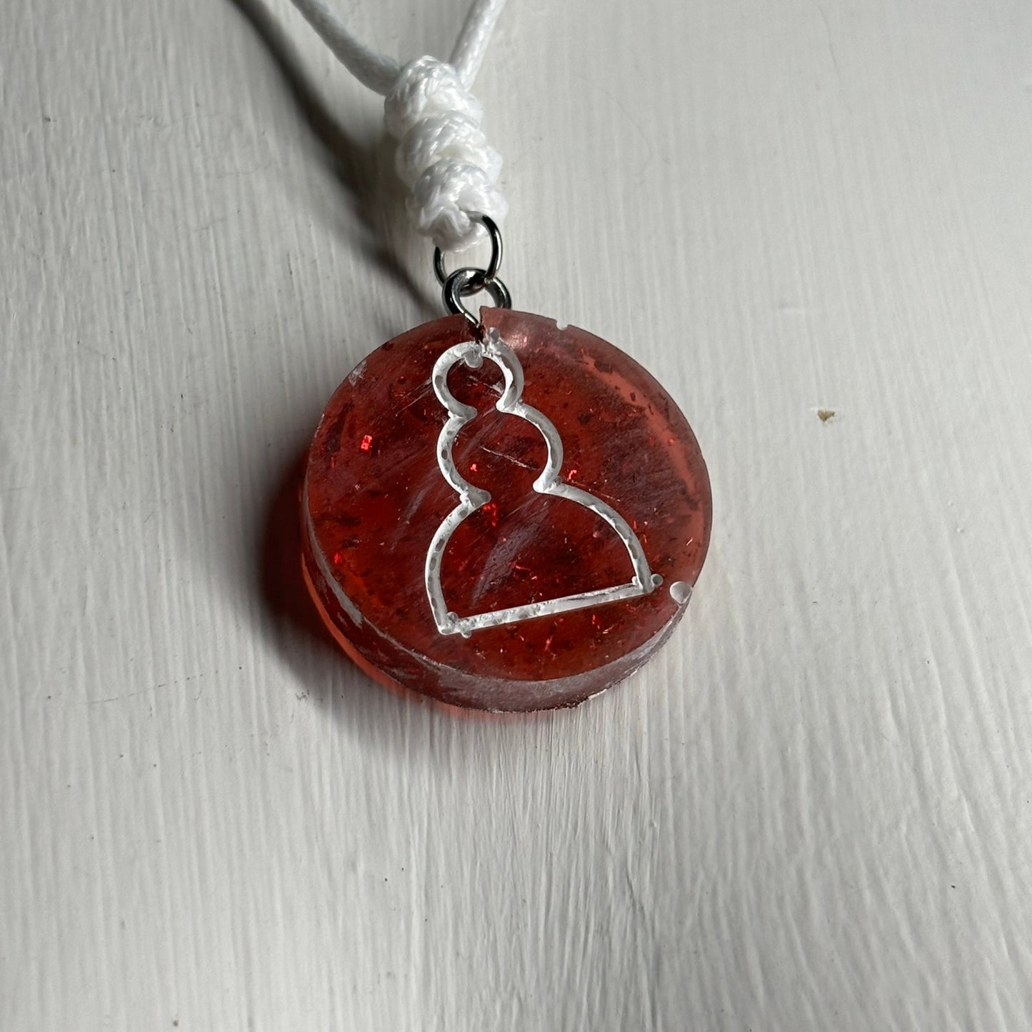 Burnt Red Pawn - Handmade Resin Chess Necklace