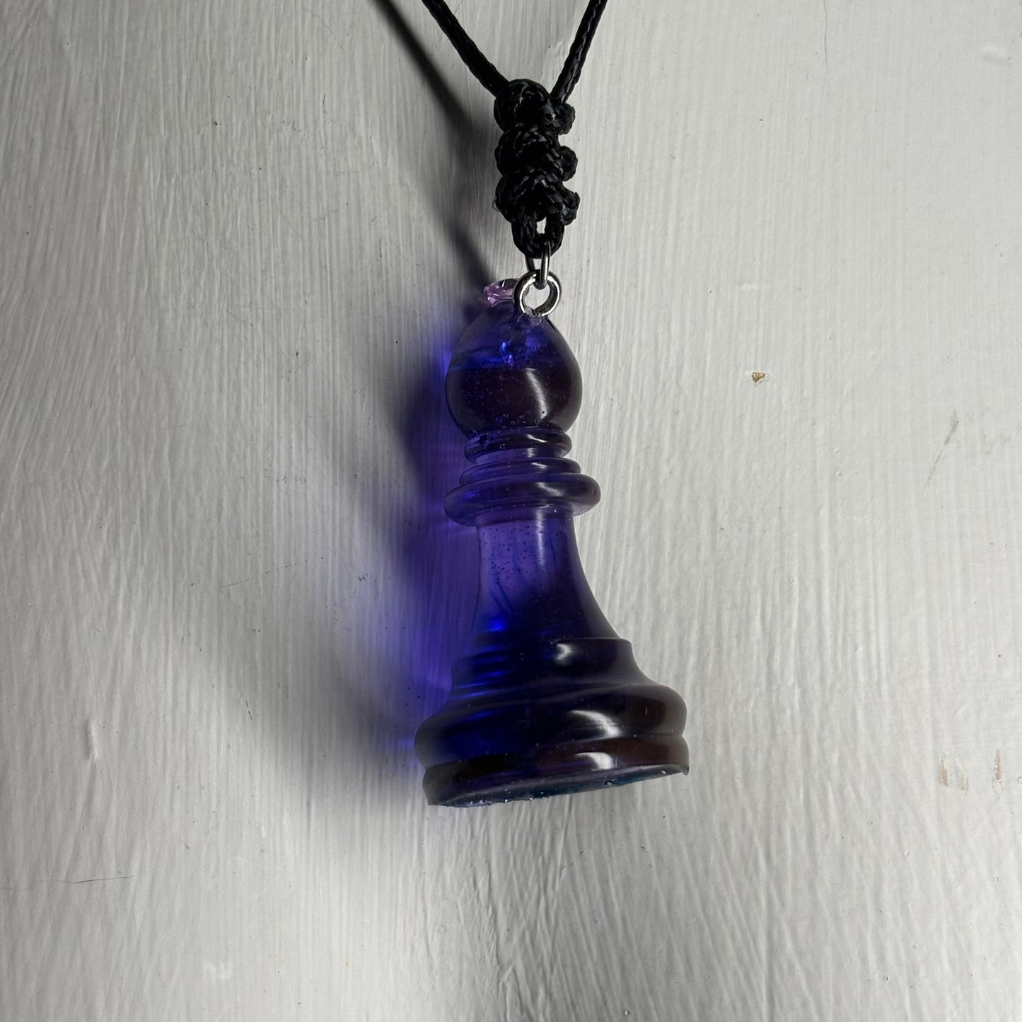 Translucent Purple Bishop - Handmade Resin Chess Necklace