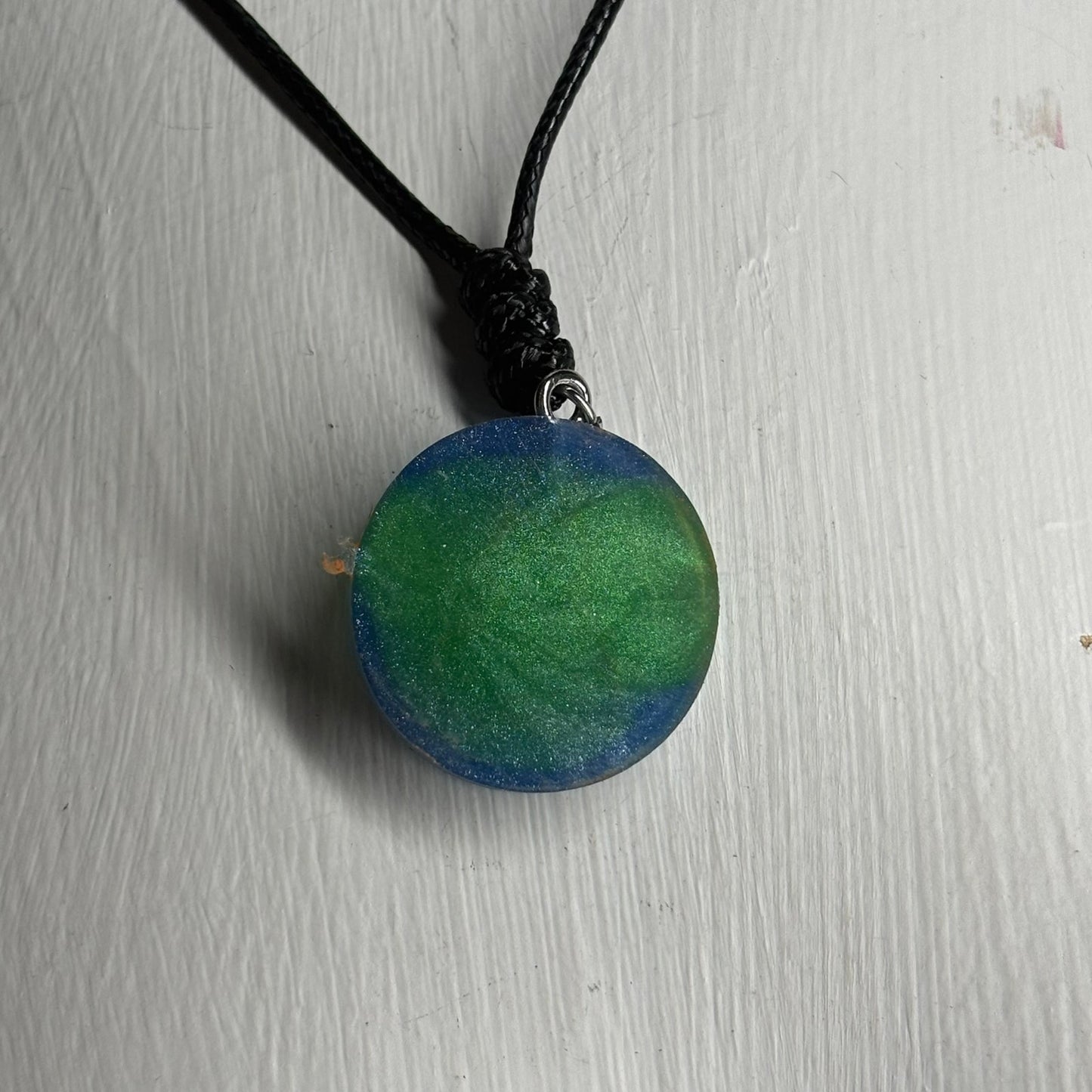 Vintage Blue & Orange Pawn - Handmade Resin Chess Necklace