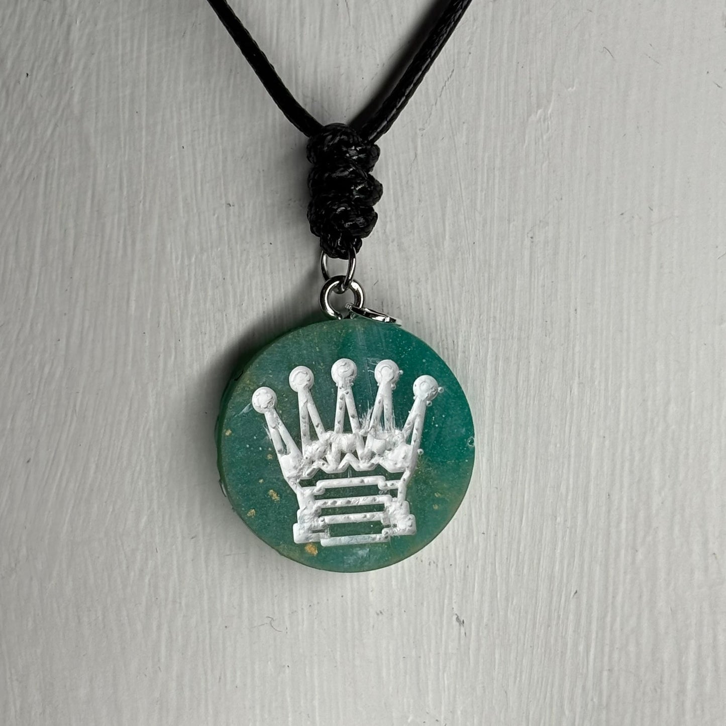 Mint Green Queen - Handmade Resin Chess Necklace