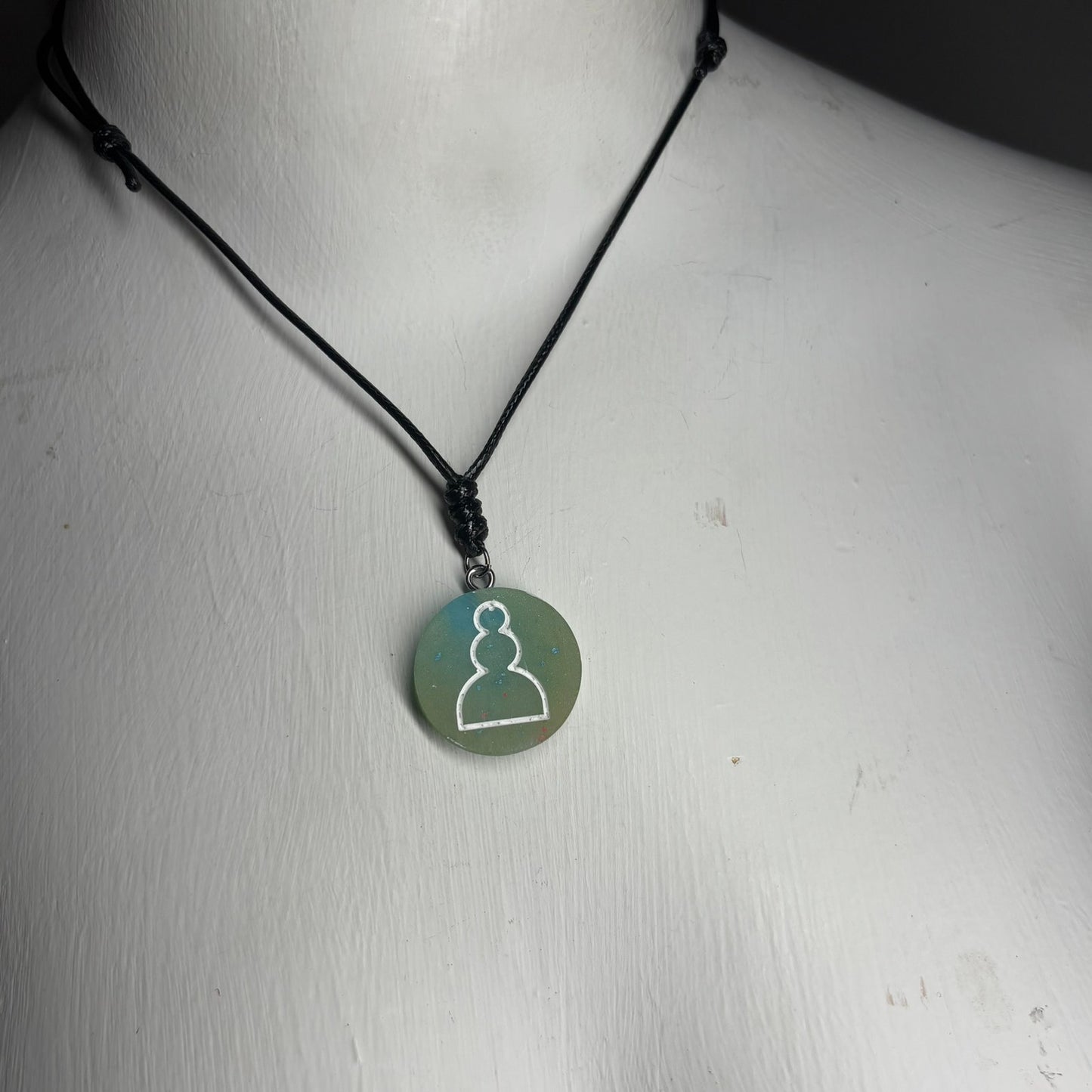 Blush Green Pawn - Handmade Resin Chess Necklace