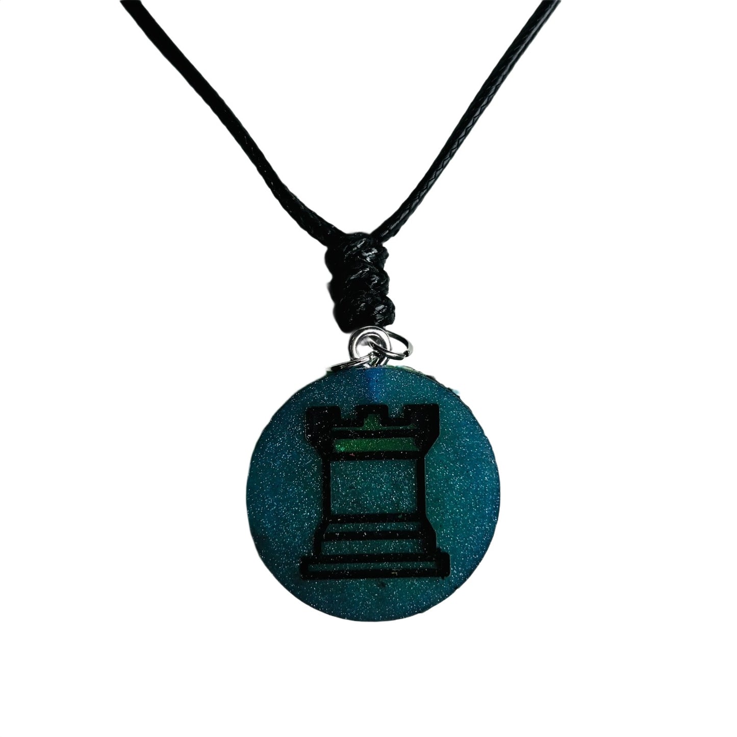 Green Rook - Handmade Resin Chess Necklace