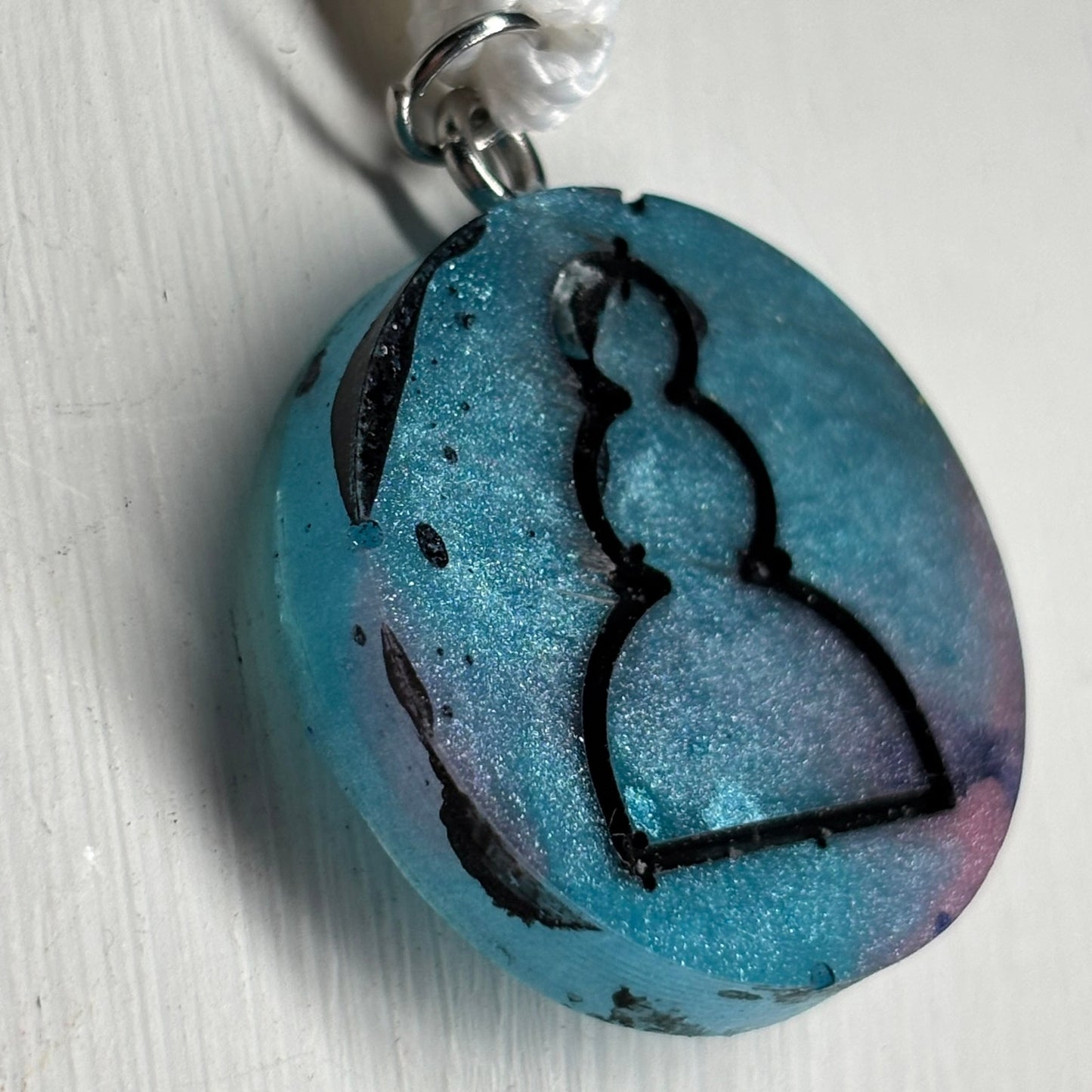 Blue Painted Pawn - Handmade Resin Chess Necklace