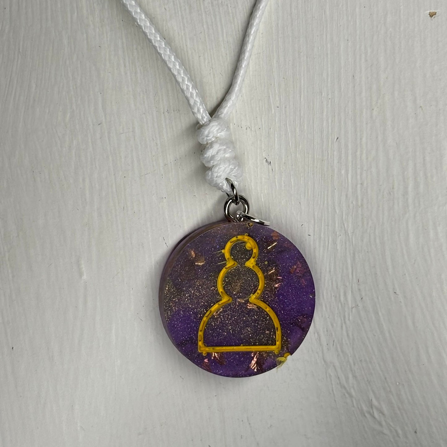 Purple Crystal Pawn - Handmade Resin Chess Necklace