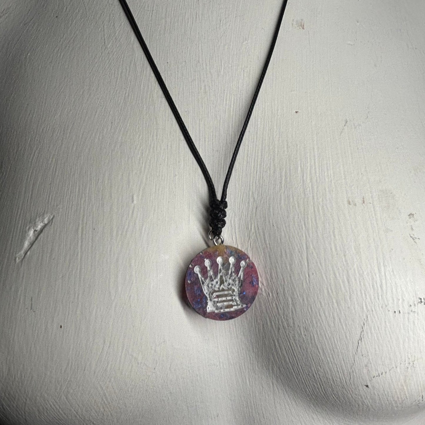 Crystal Pink Queen - Handmade Resin Chess Necklace